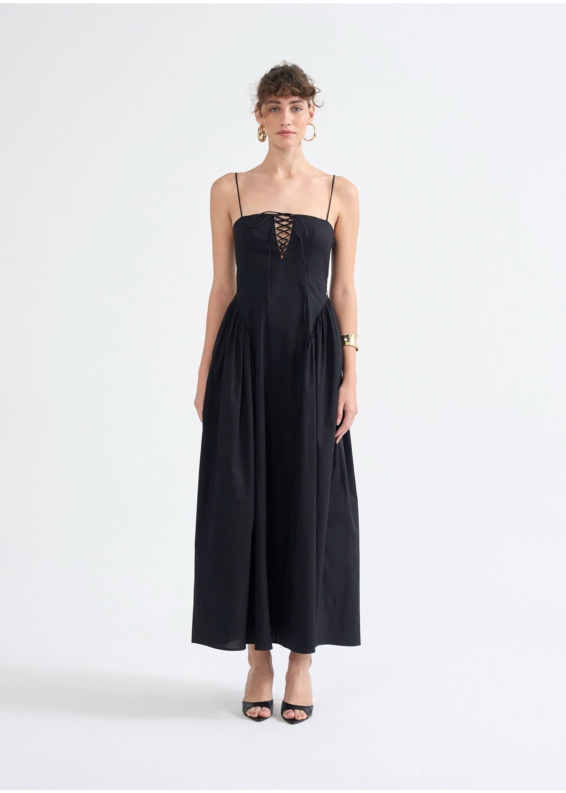 Raquel Lace-Up Maxi Dress made by Decolet The Label