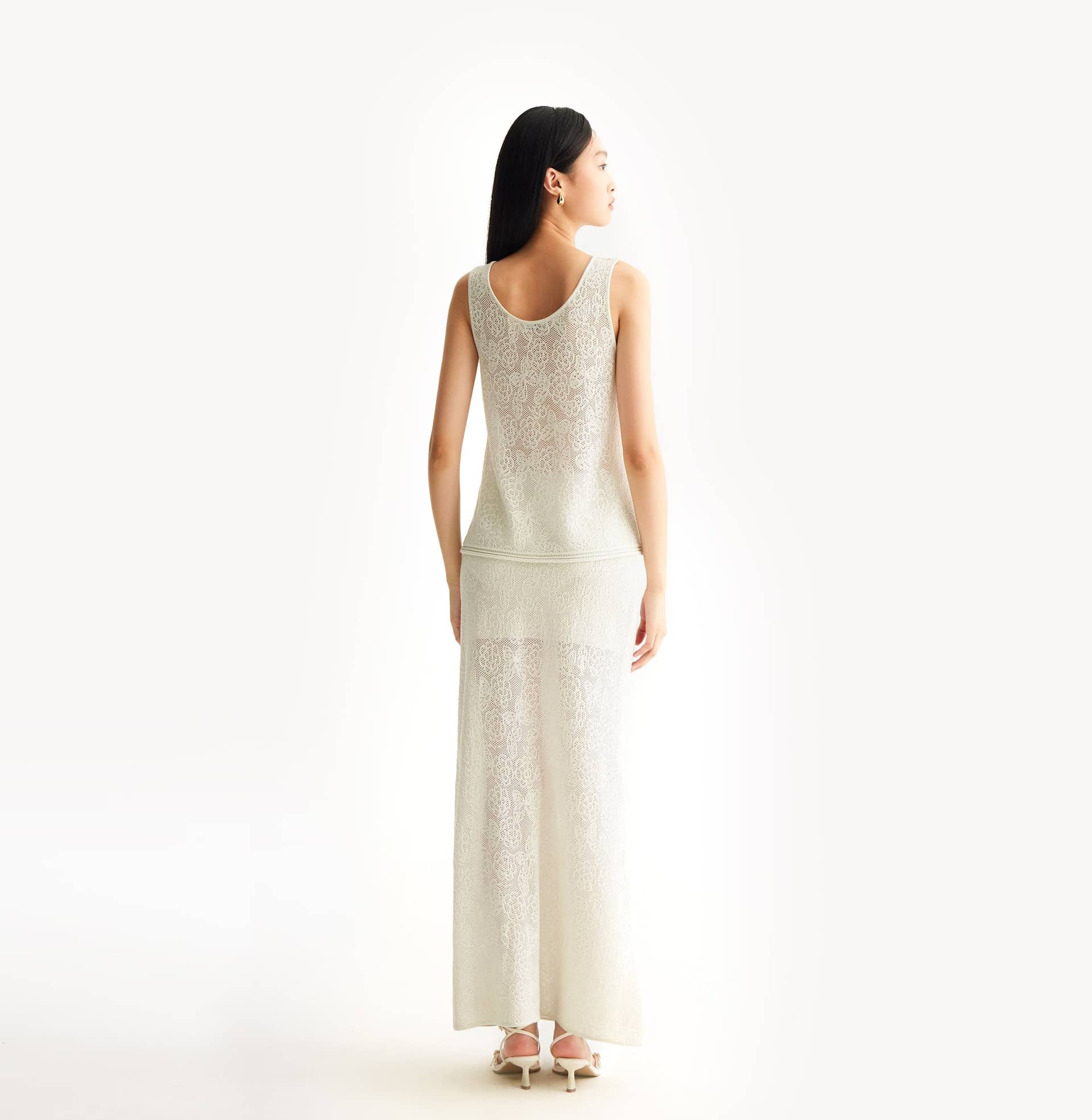 POINTELLE JACQUARD U-NECK TANK TOP made by CRUSH Collection