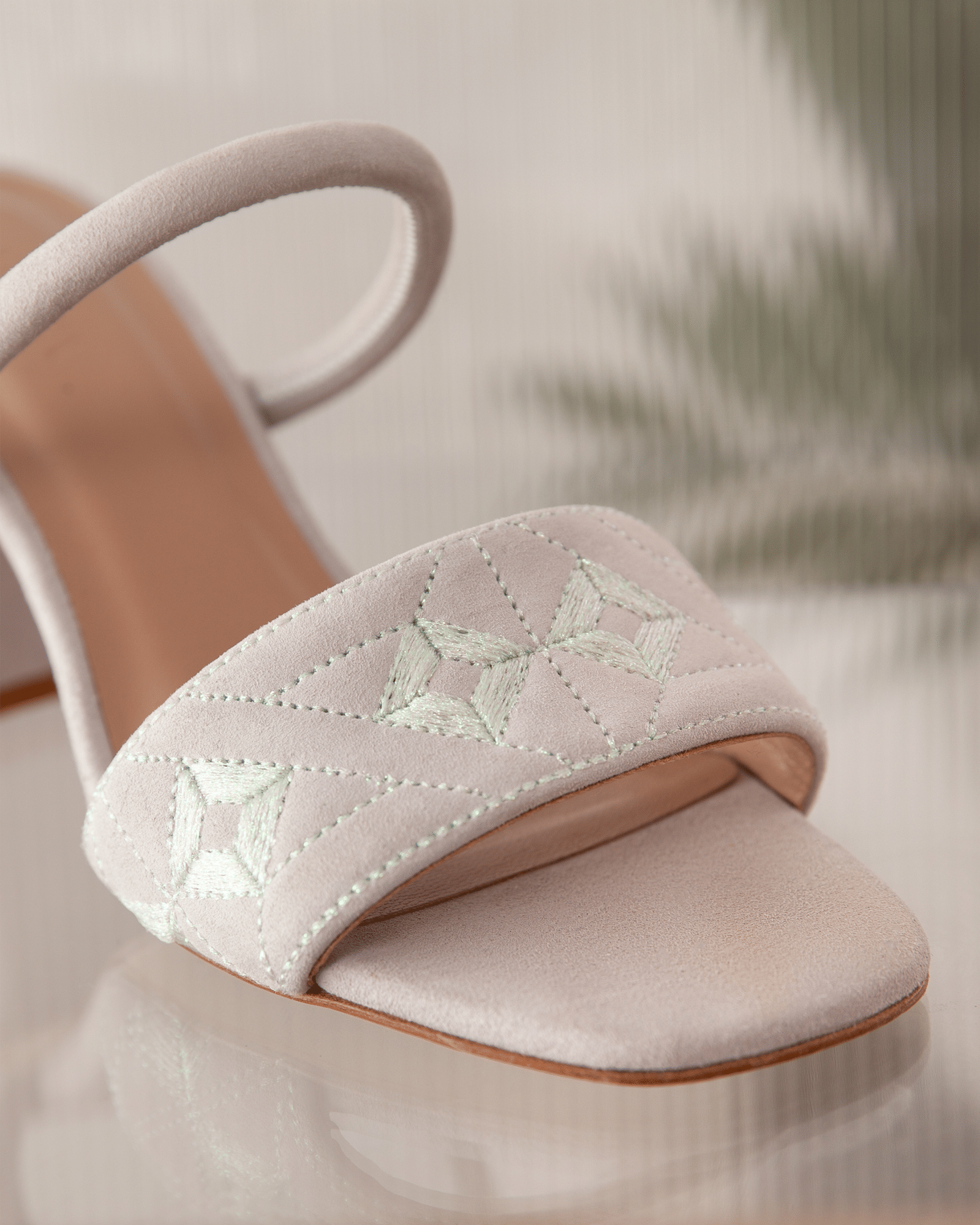 Quilted Diamond Mule 75 Ghost White in Purple made by ATANA