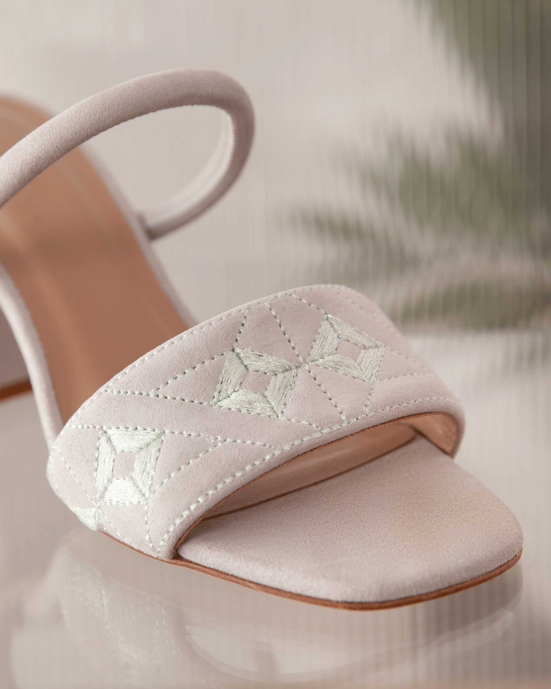 Quilted Diamond Mule 75 Ghost White in Purple made by ATANA