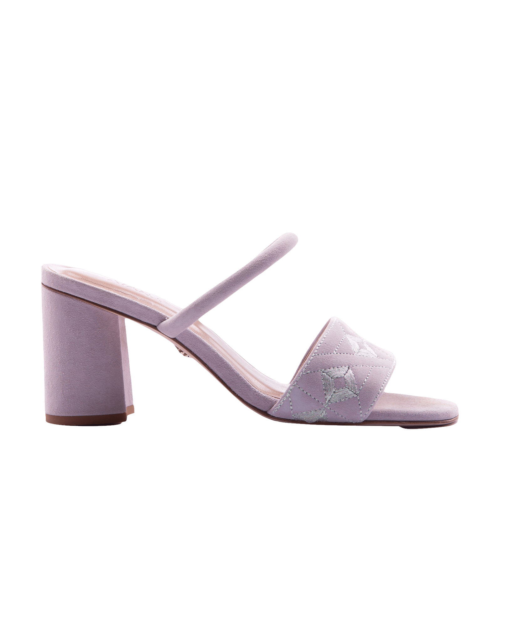 Quilted Diamond Mule 75 Ghost White in Purple made by ATANA