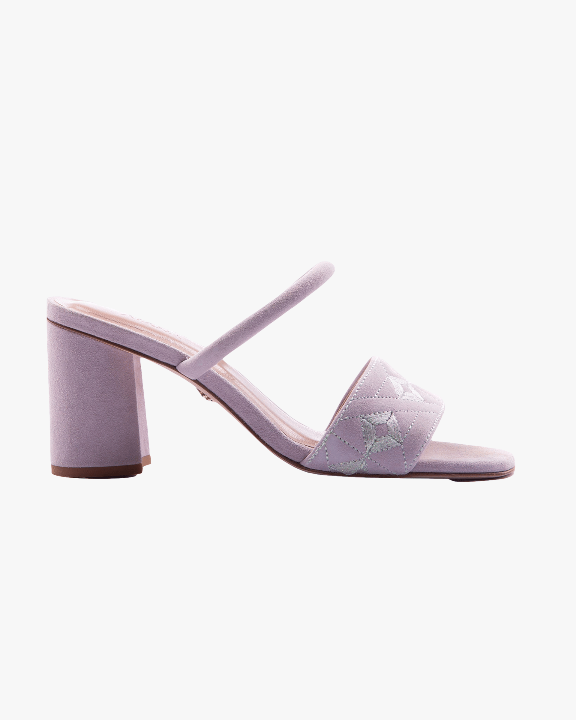 Quilted Diamond Mule 75 Ghost White in Purple made by ATANA