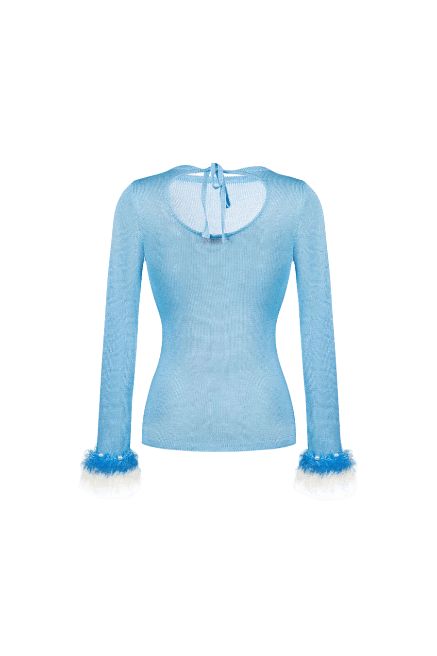 Baby Blue Knit Top With Handmade Knit Details made by ANDREEVA