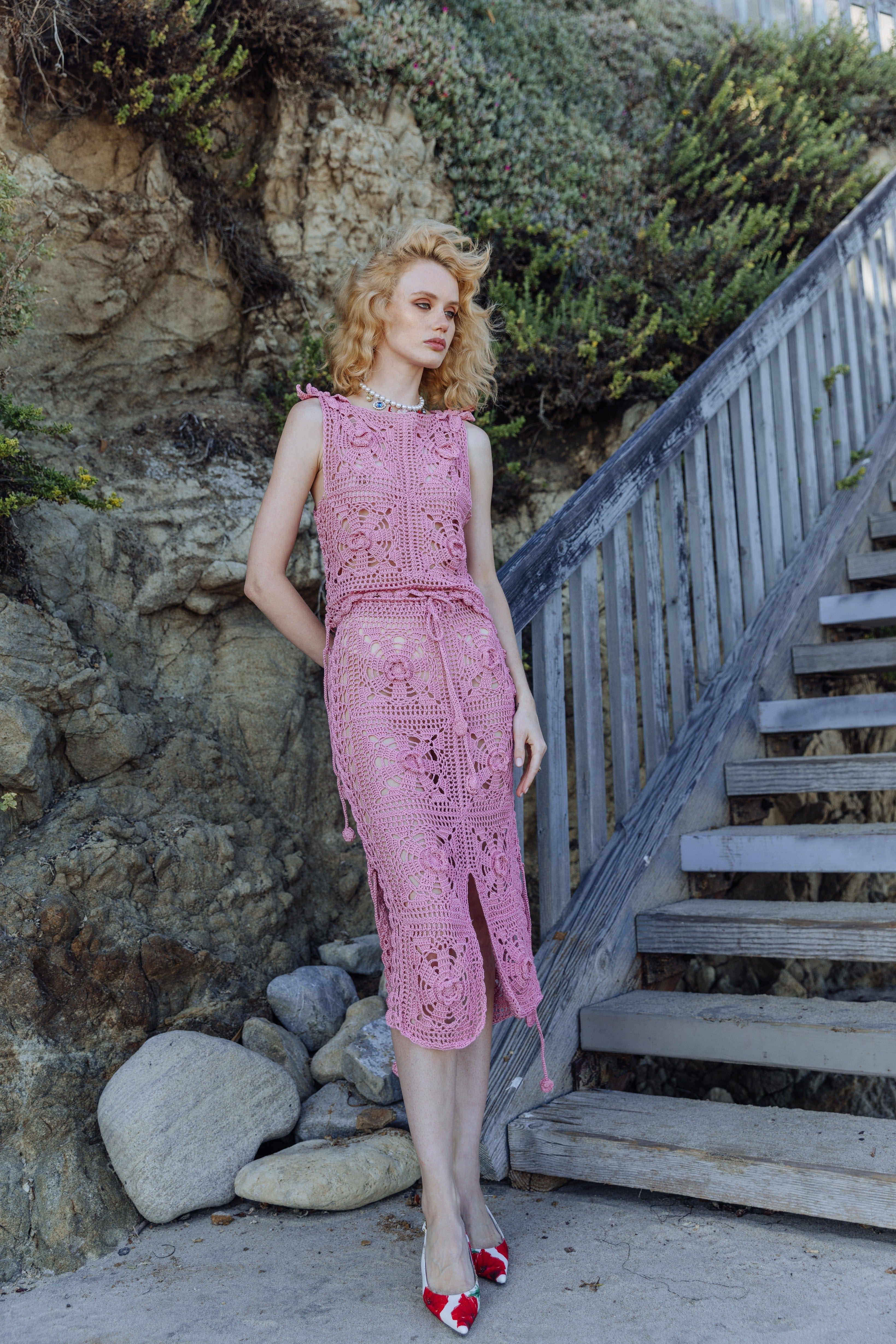 Dust Rose Handmade Crochet Skirt made by ANDREEVA