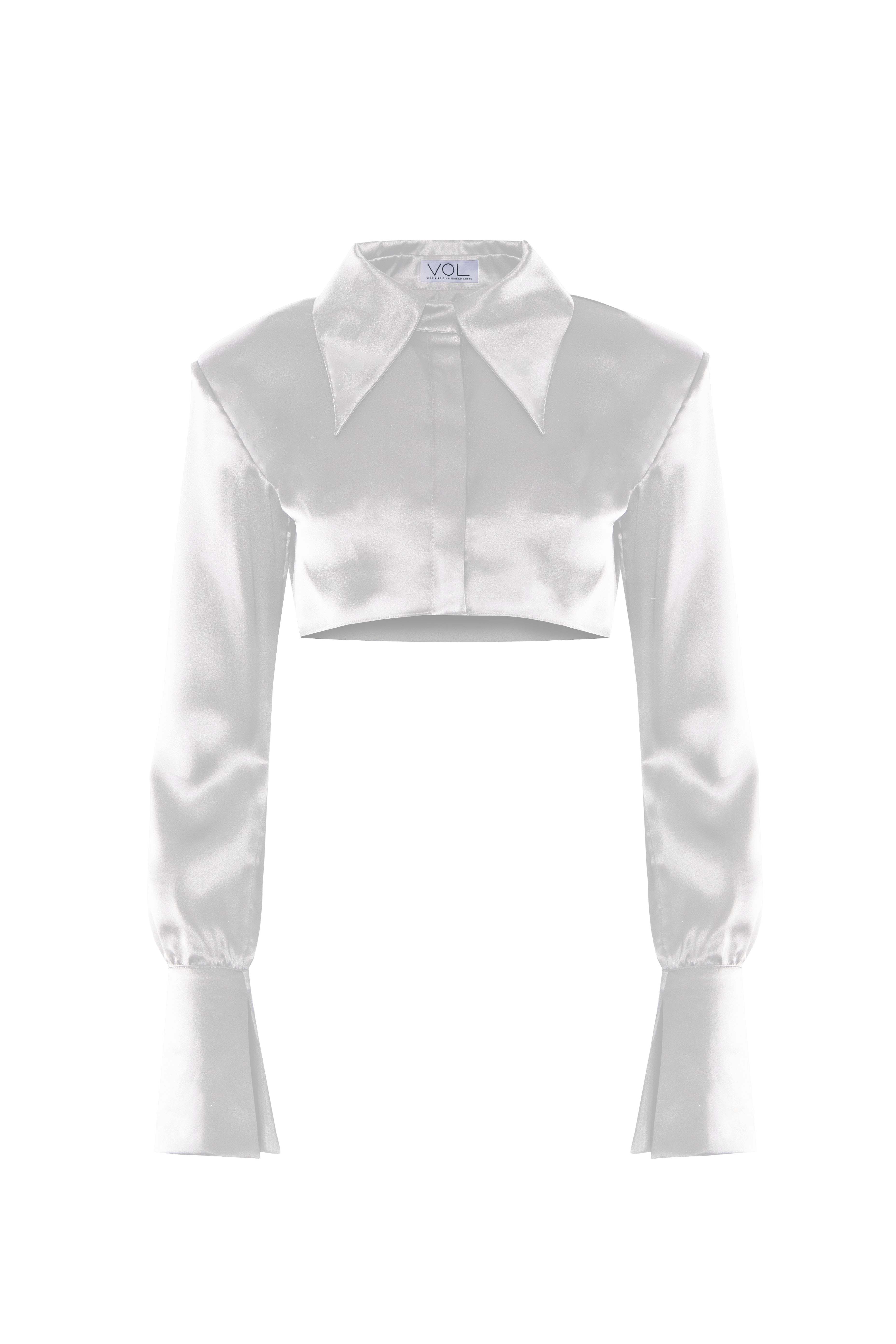 Cropped Silk Shirt in White made by Vestiaire d'un Oiseau Libre