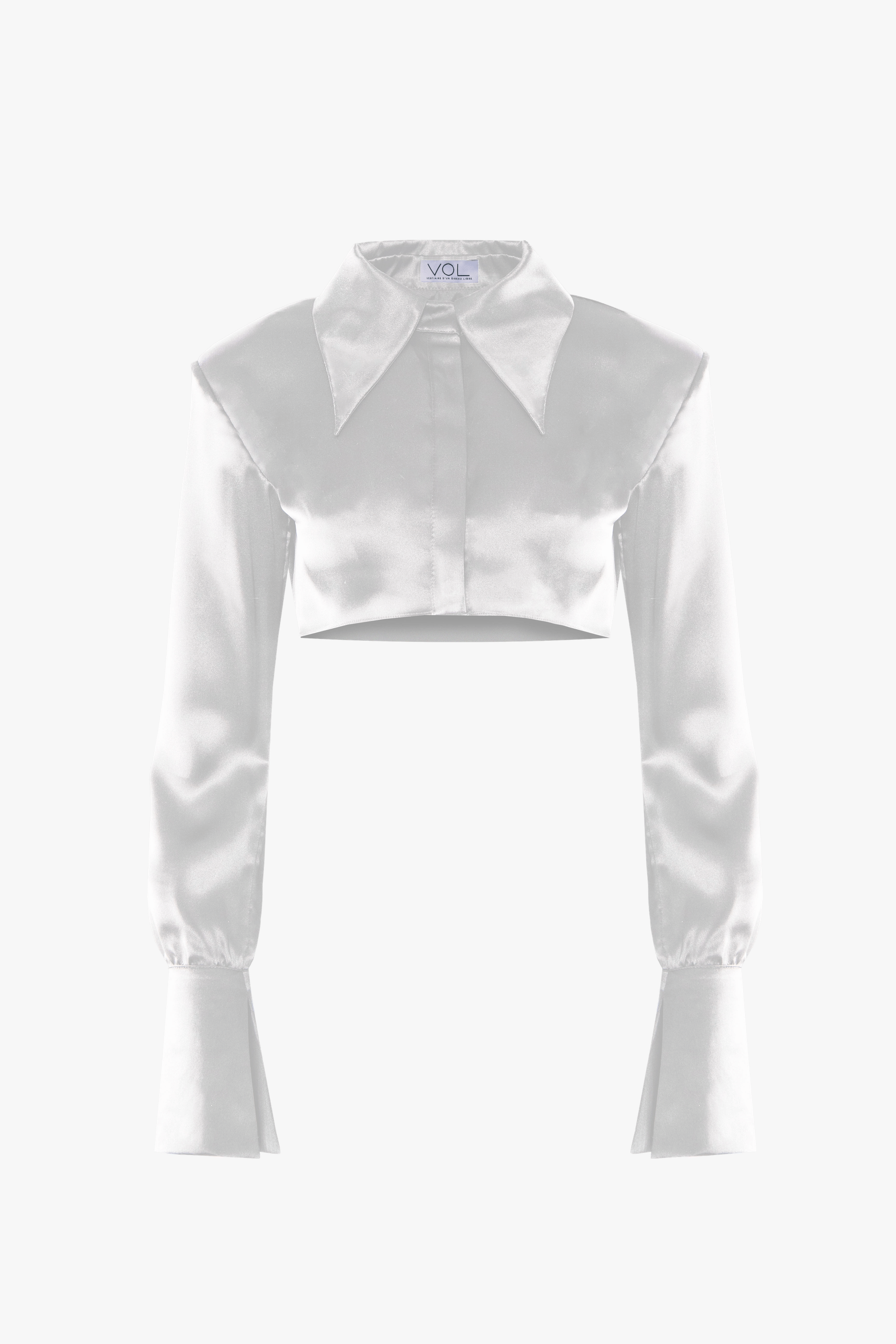 Cropped Silk Shirt in White made by Vestiaire d'un Oiseau Libre