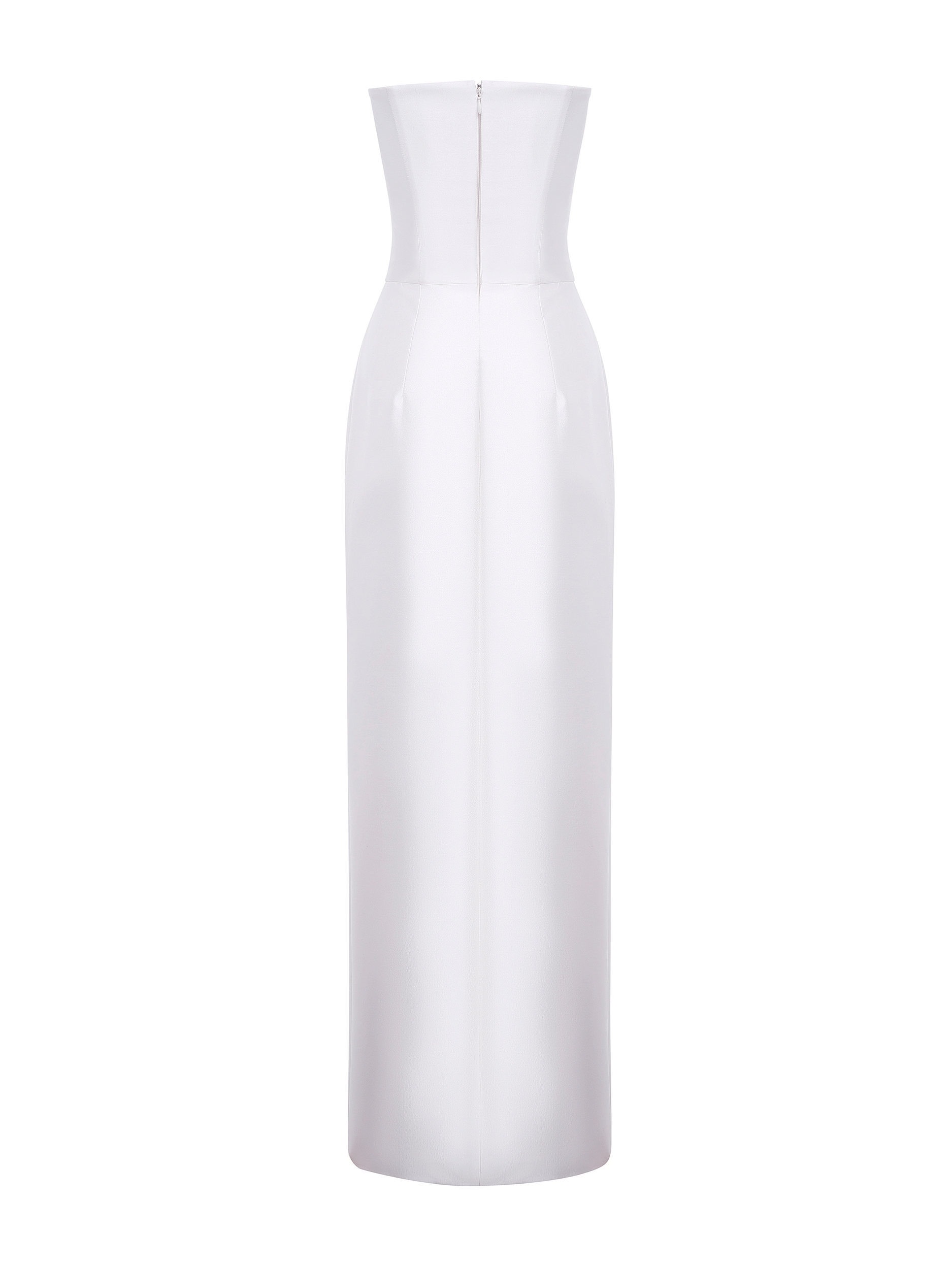 STRAPLESS EMBELLISED FRONT SLIT COLUMN DRESS in White made by NDS The Label