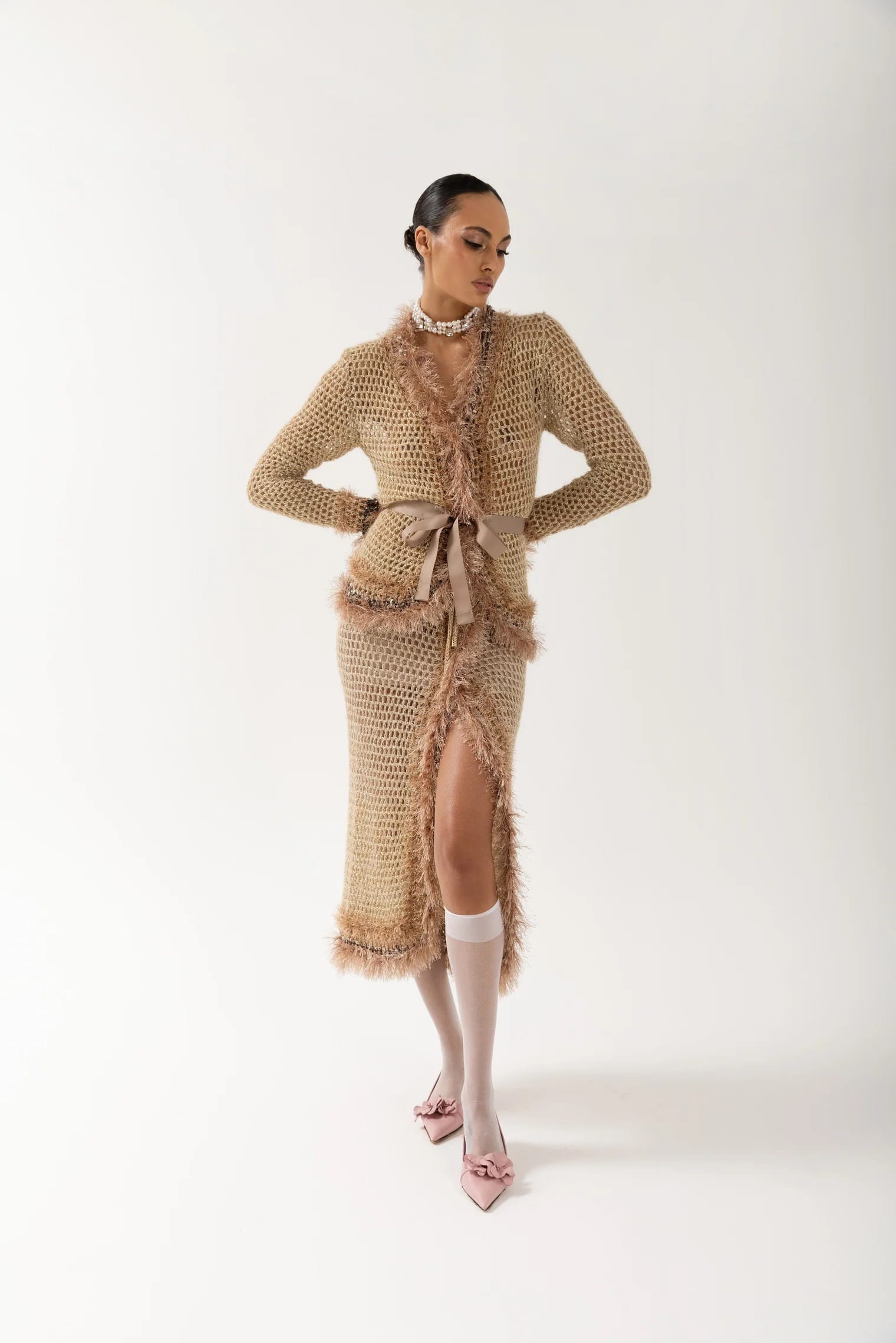 Brown Handmade Knit Skirt made by ANDREEVA