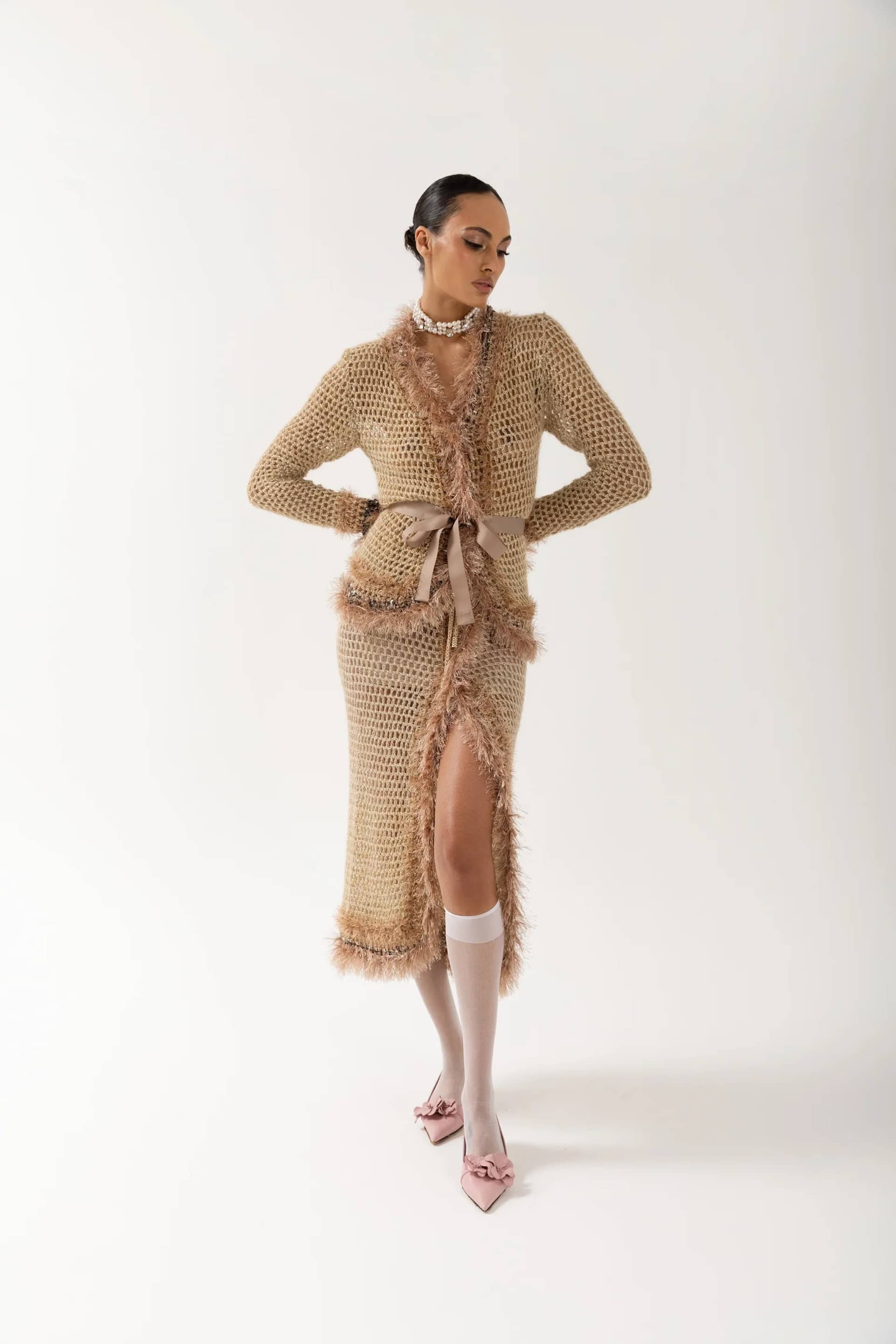 Brown Handmade Knit Skirt made by ANDREEVA