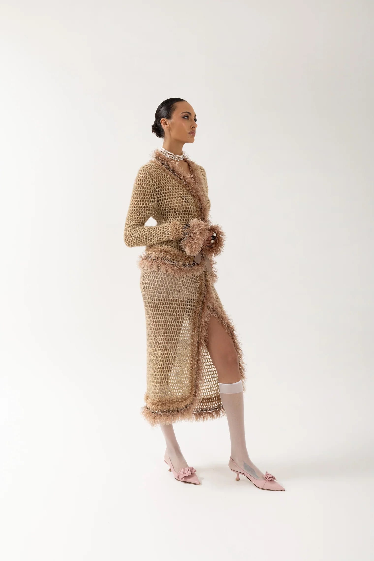 Brown Handmade Knit Skirt made by ANDREEVA