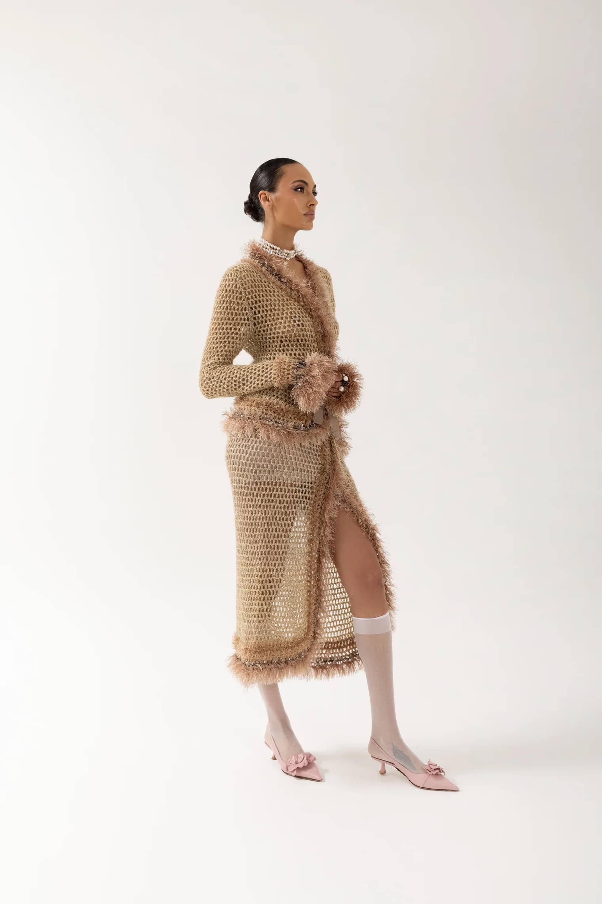 Brown Handmade Knit Skirt made by ANDREEVA