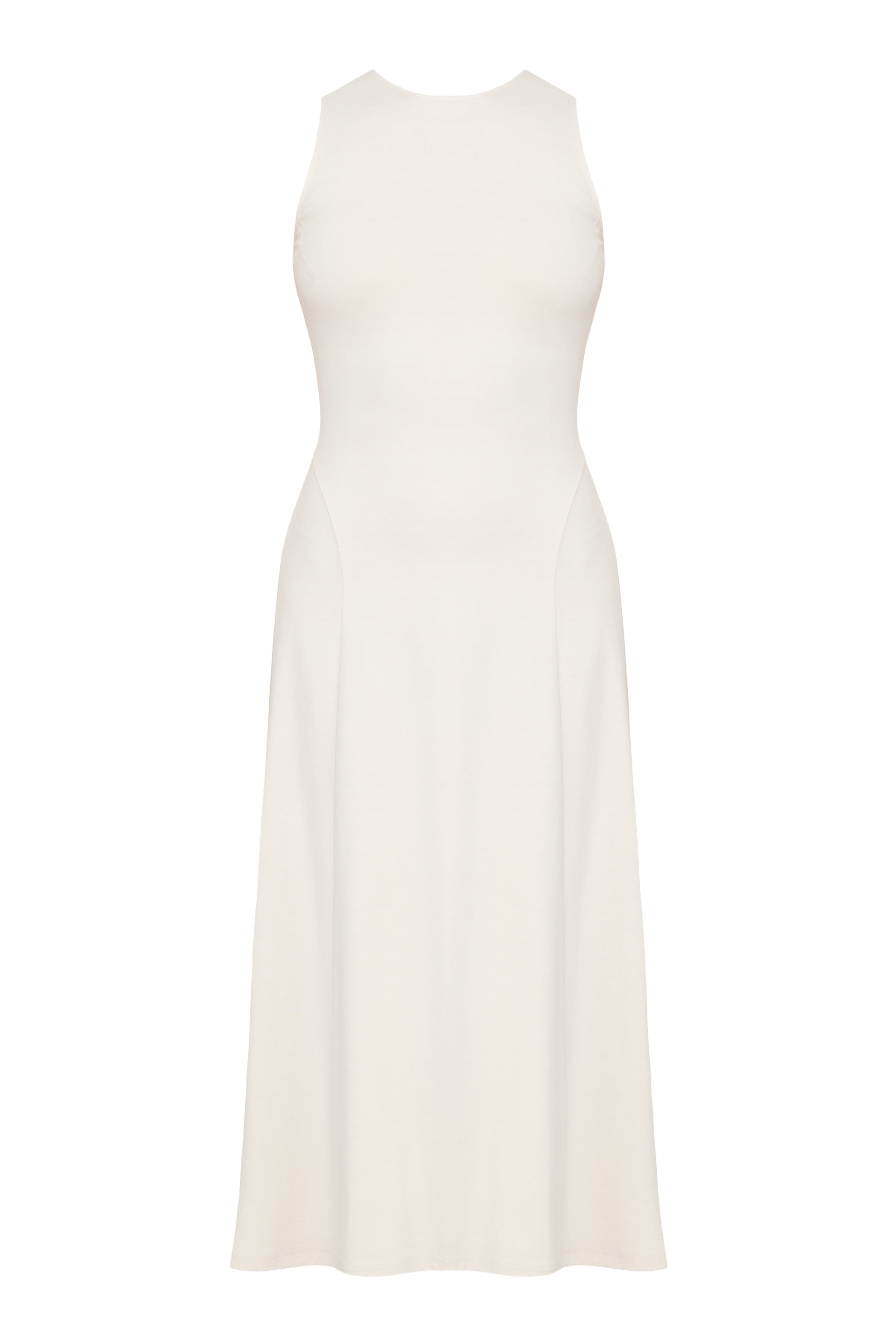 SEBA Off-White Bodycon Midi Dress With Flared Skirt made by UNDRESS