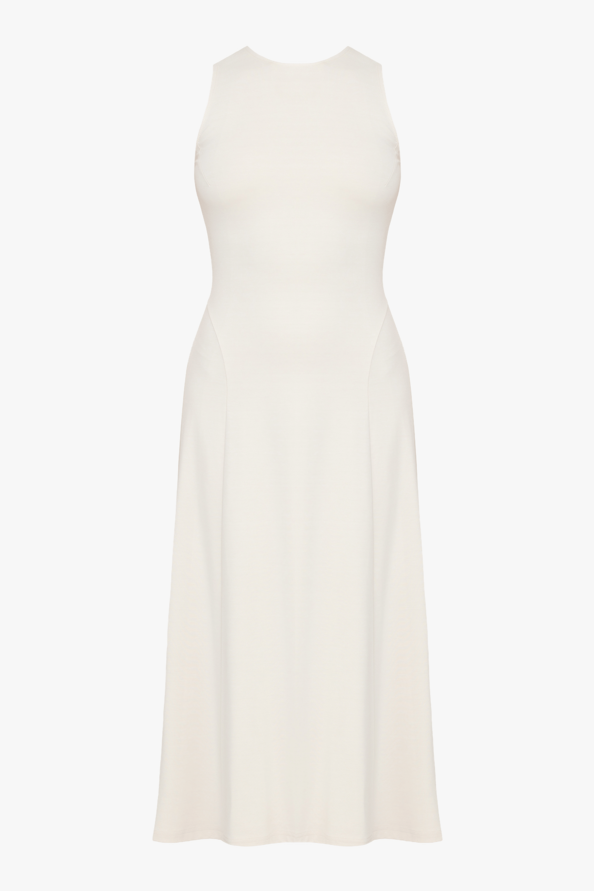 SEBA Off-White Bodycon Midi Dress With Flared Skirt made by UNDRESS