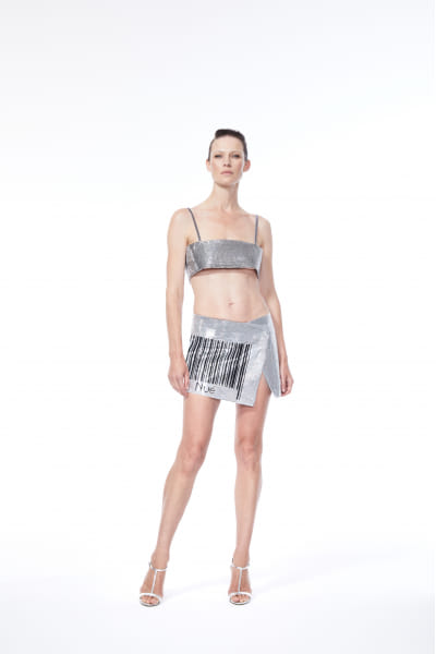 BARCODE MIRROR SKIRT made by NUÉ