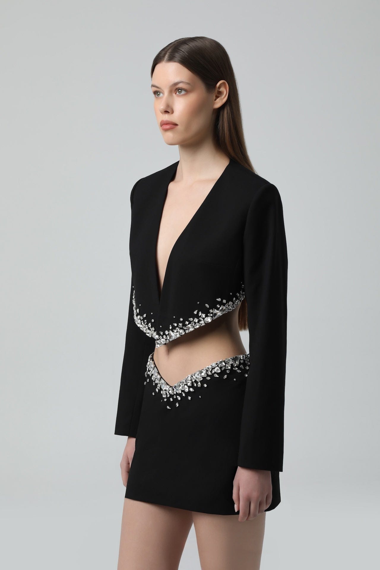 Cutout Crystal-Embellished Mini Skirt made by NDS The Label