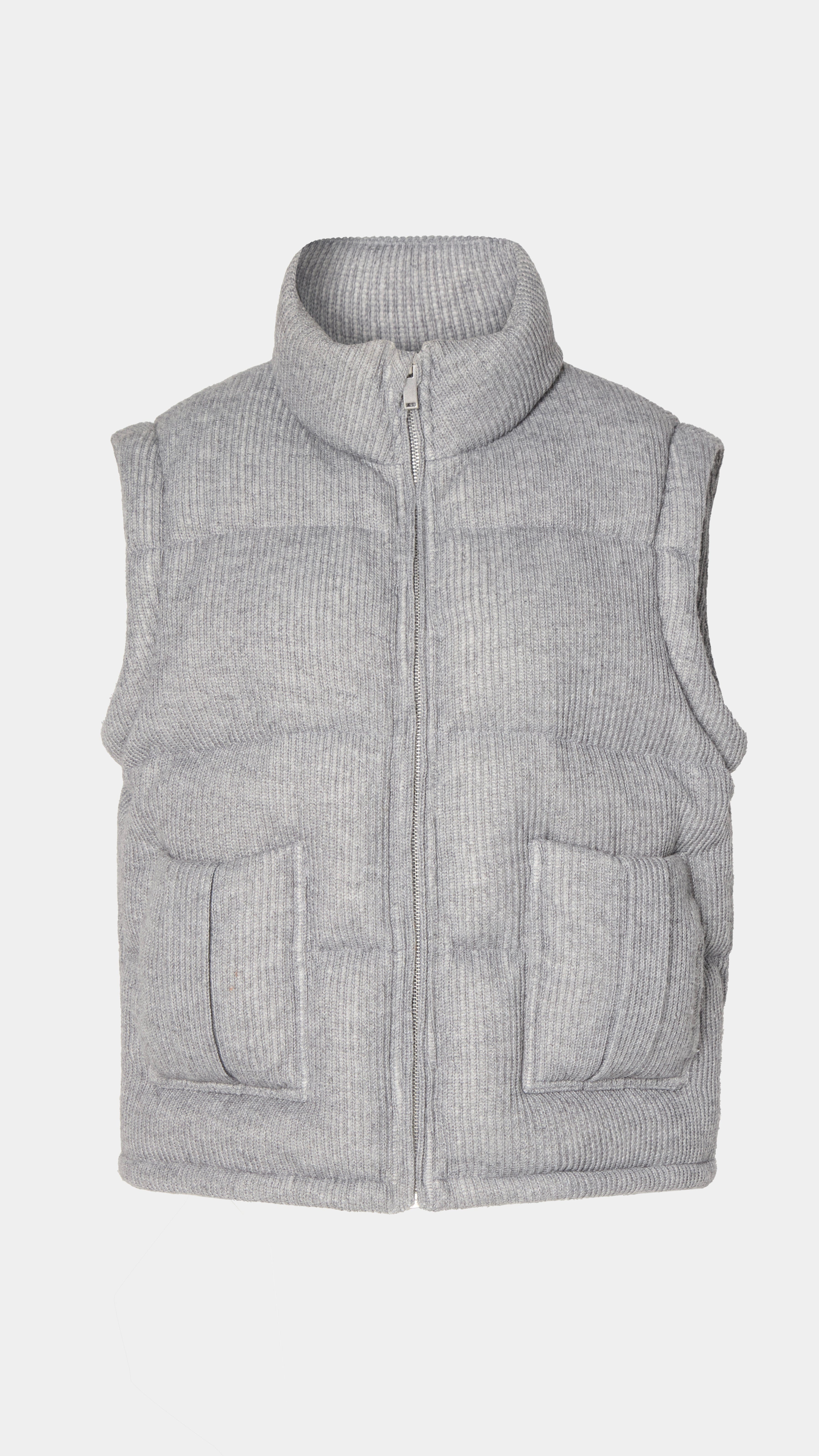CLOEYS | Knitted Puffer Jacket Vest Grey | Women's Grey Jackets