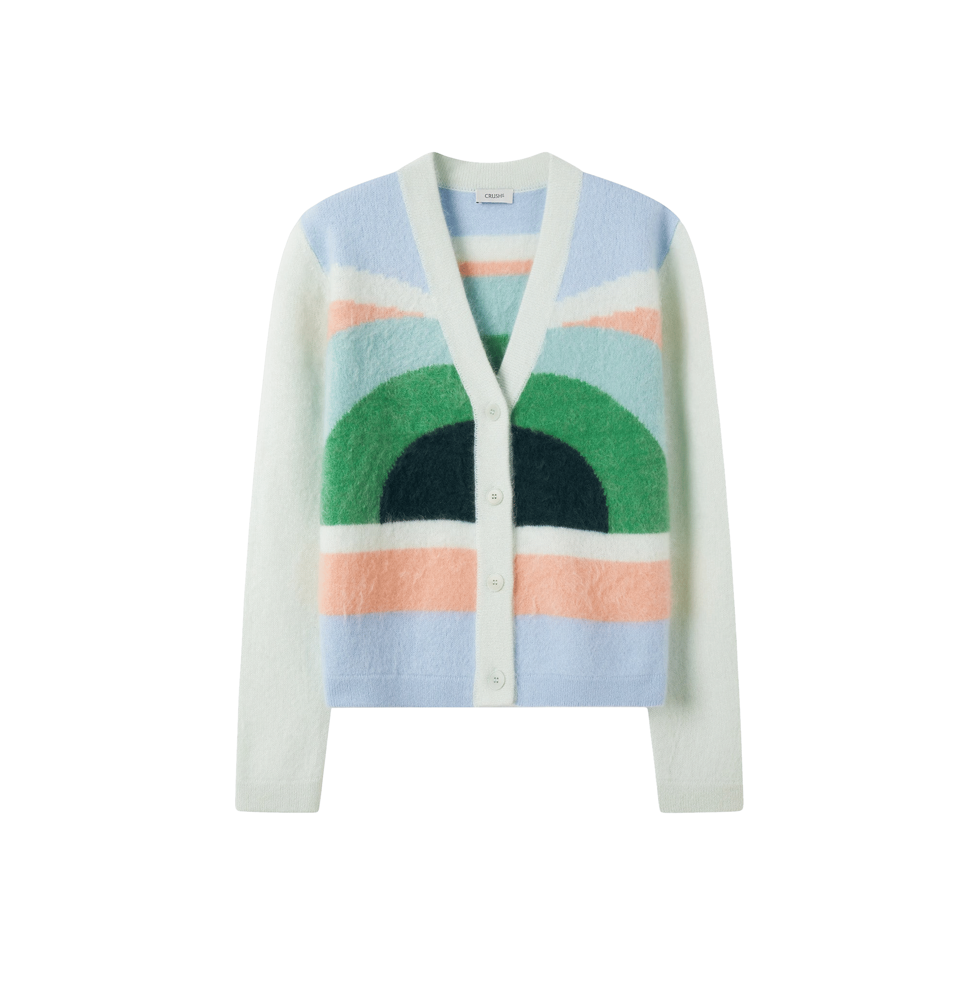 FLUFFY RAINBOW CASHMERE CARDIGAN in Multi color made by CRUSH Collection