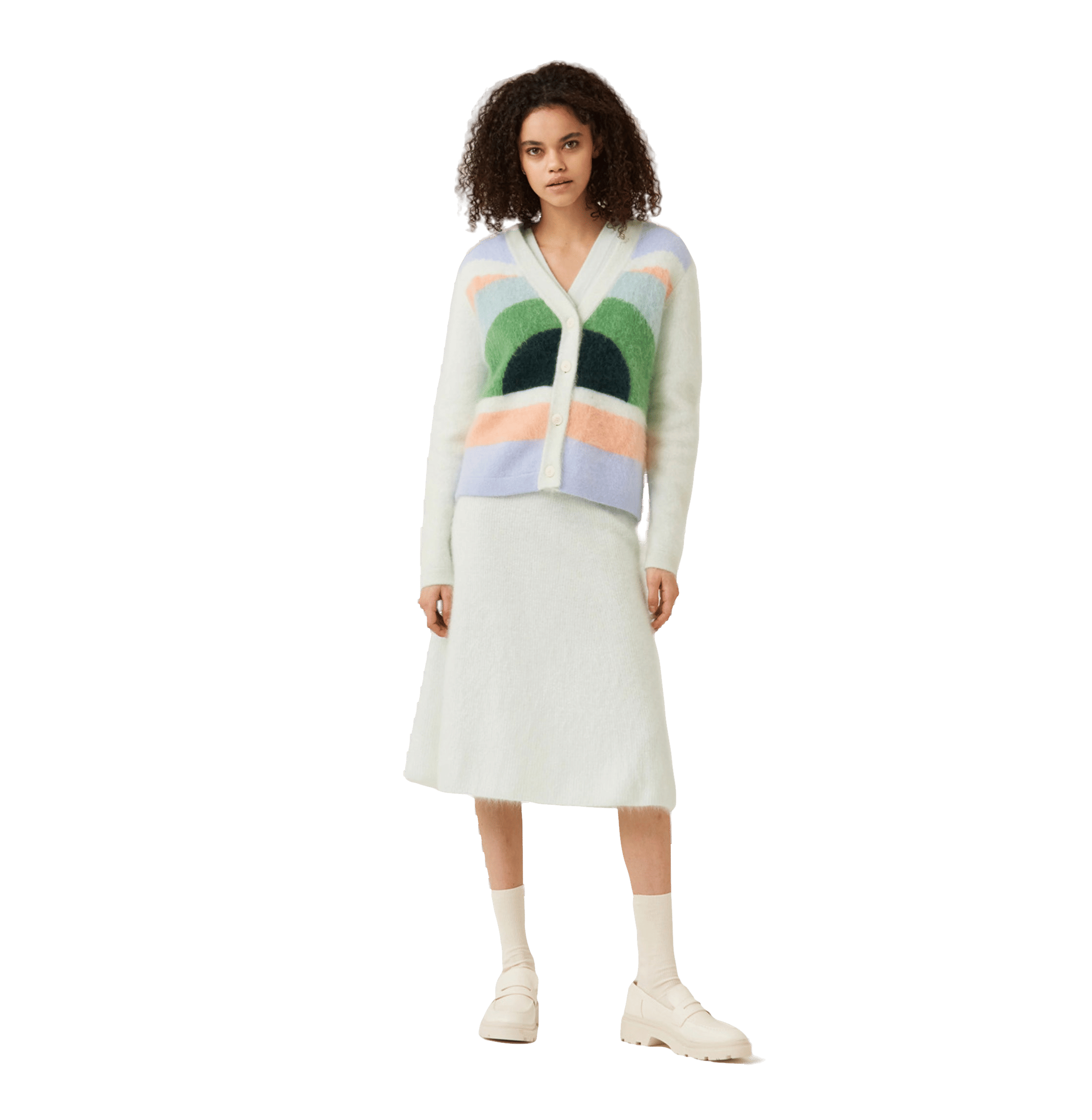 FLUFFY RAINBOW CASHMERE CARDIGAN in Multi color made by CRUSH Collection