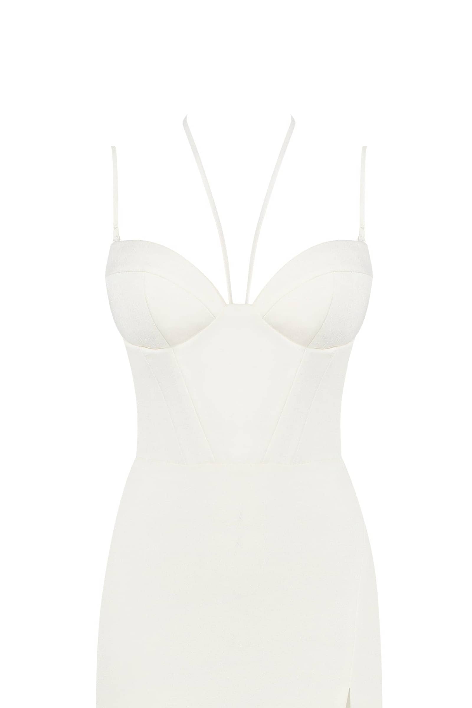 White cocktail dress decorated with feathers, Xo Xo made by Milla