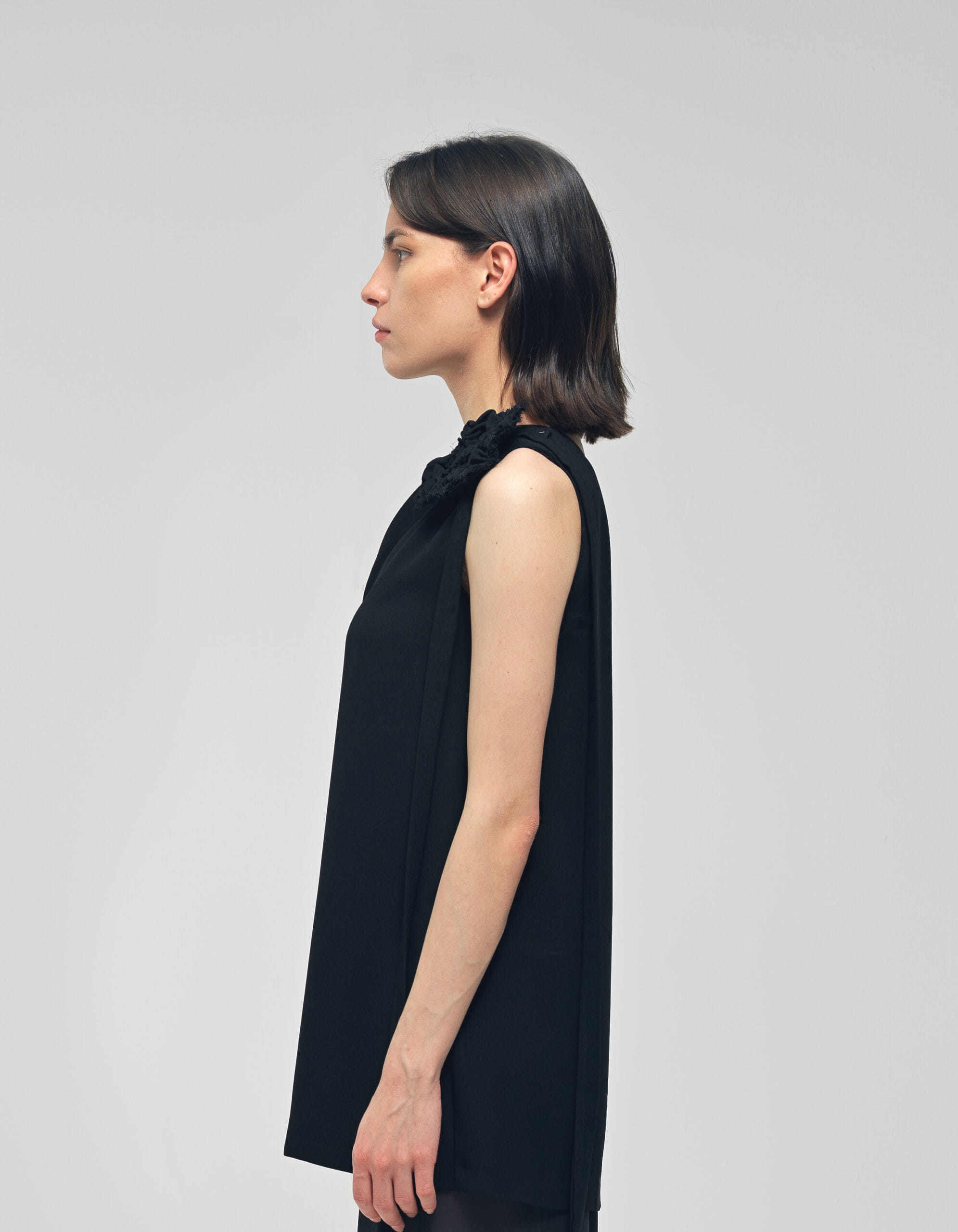 DERFLA Black Crepe Blouse made by MAET