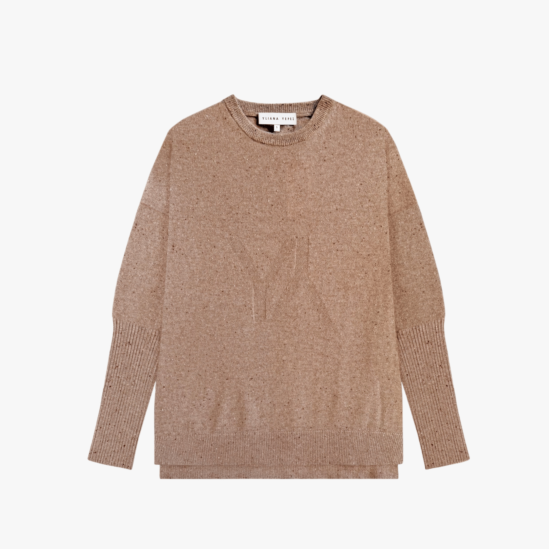 Boxy Sweater Cashmere Confetti Camel made by YLIANA YEPEZ