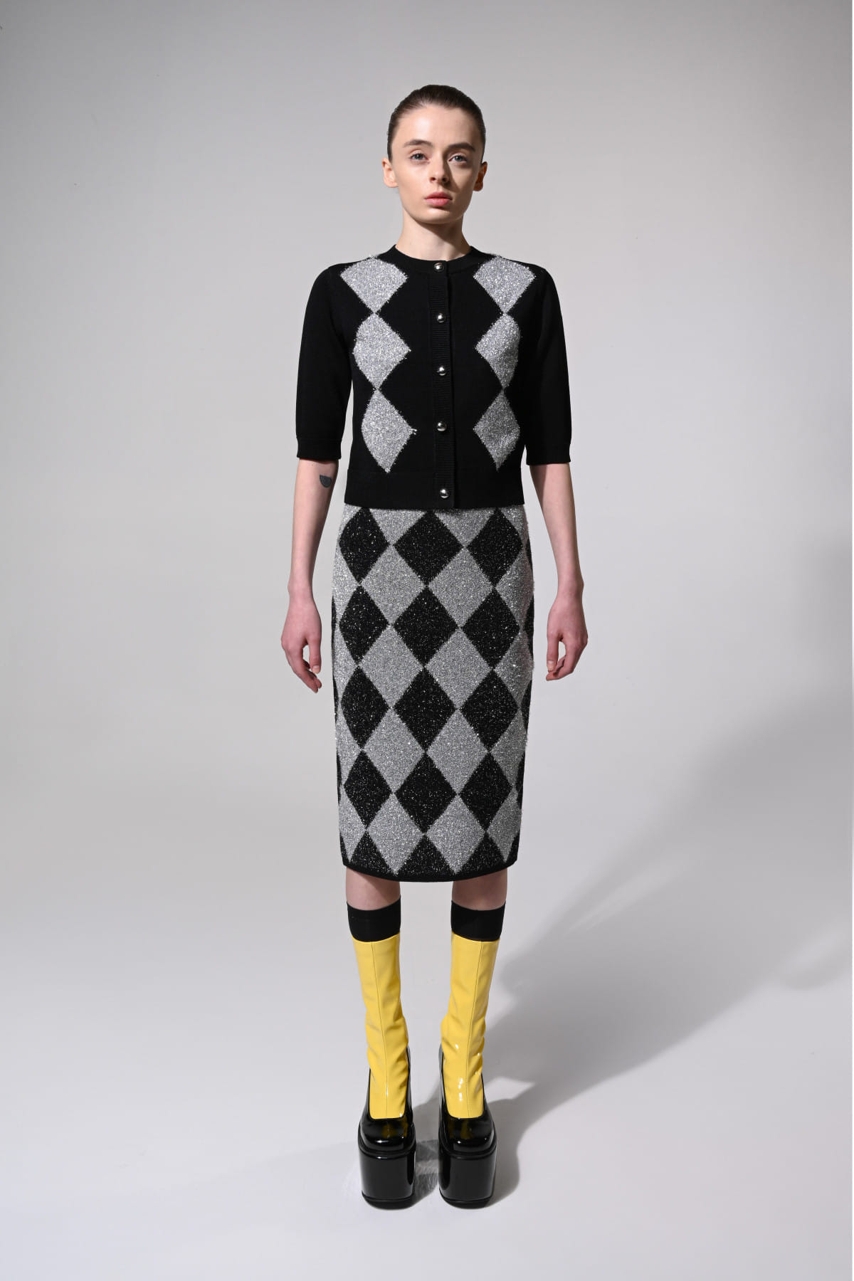 METALLIC KNIT CARDIGAN made by KEBURIA