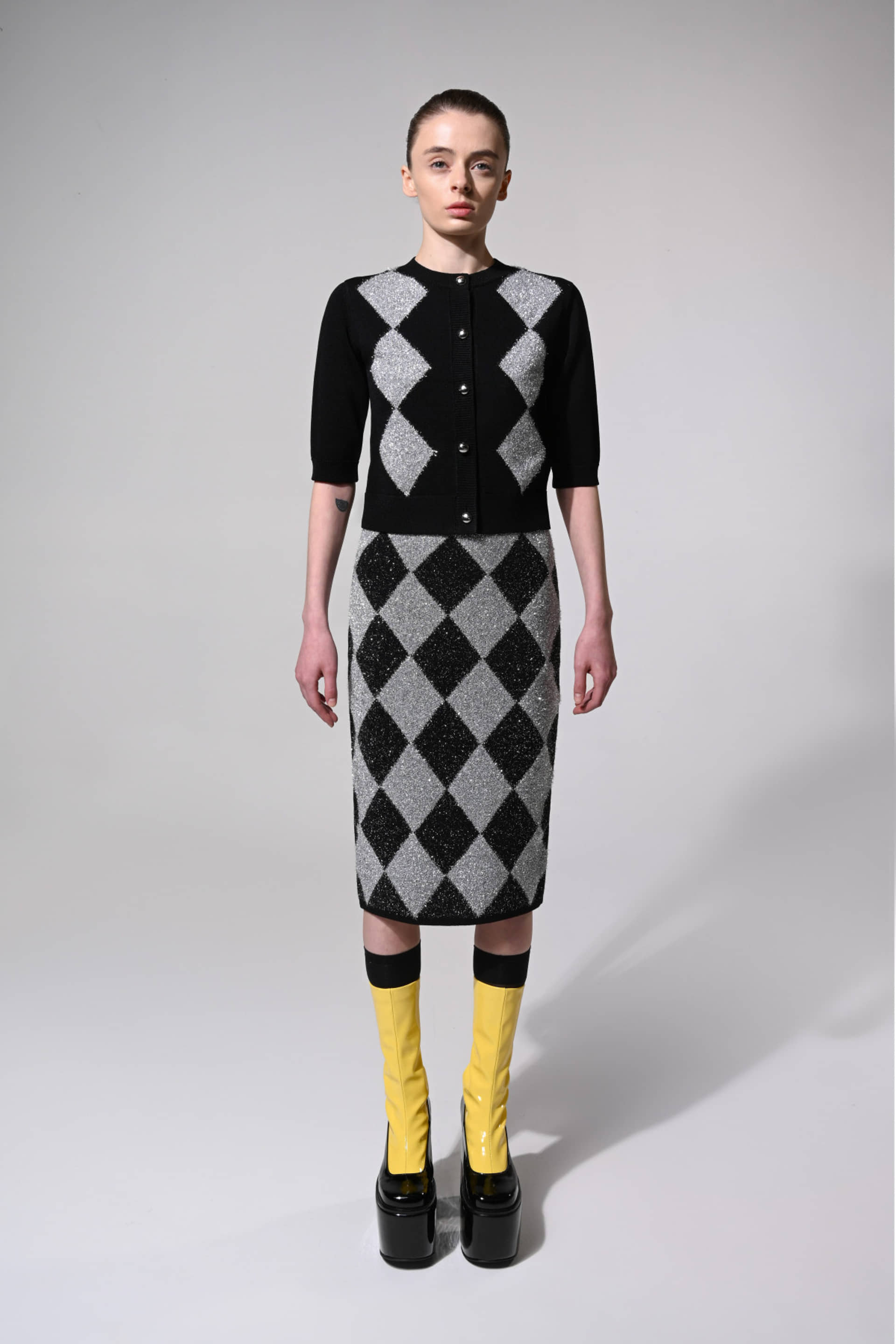 METALLIC KNIT CARDIGAN made by KEBURIA