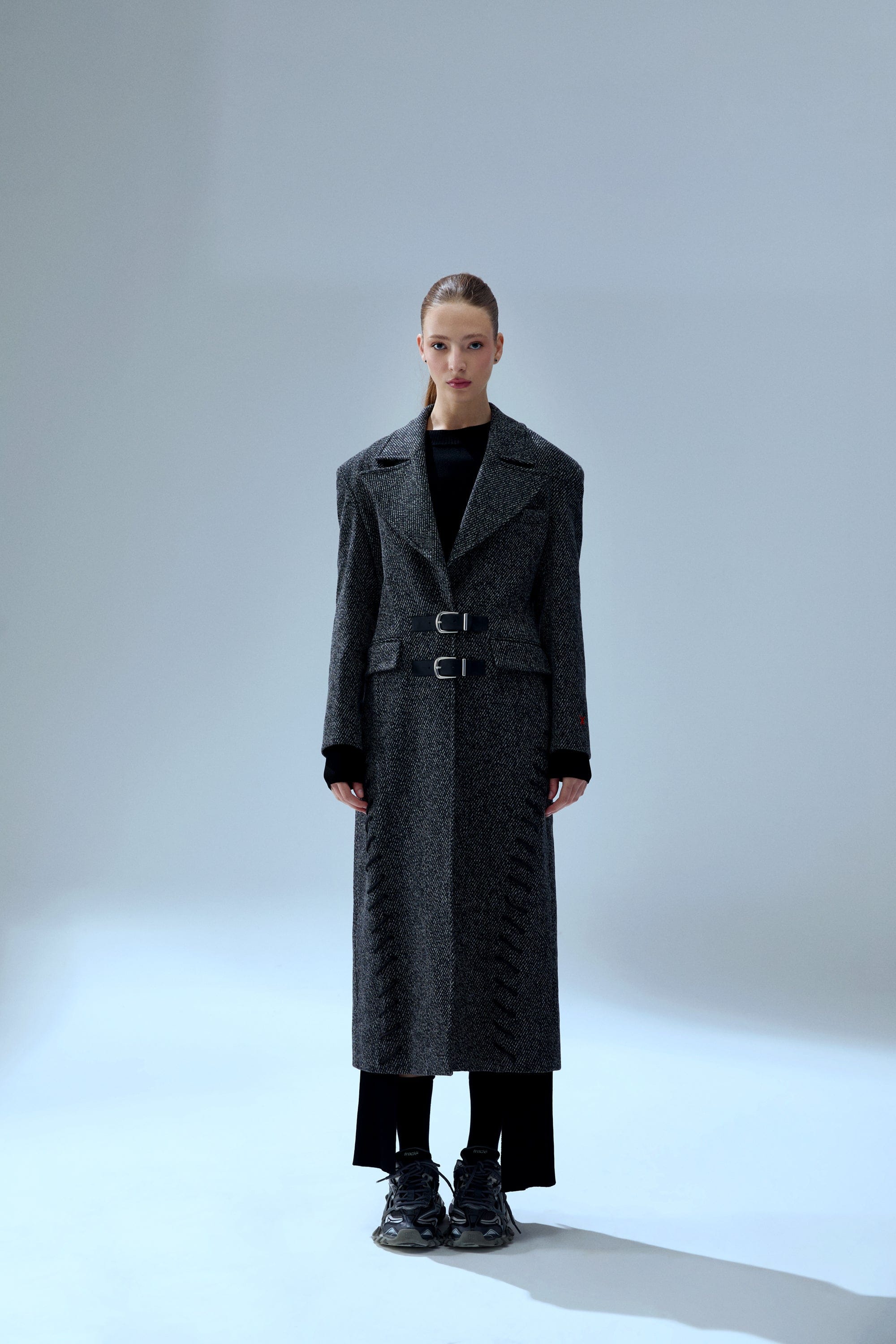 YOUR *ITCH CASHMERE BLEND LONG OVERCOAT - BLACK & WHITE made by PCFG