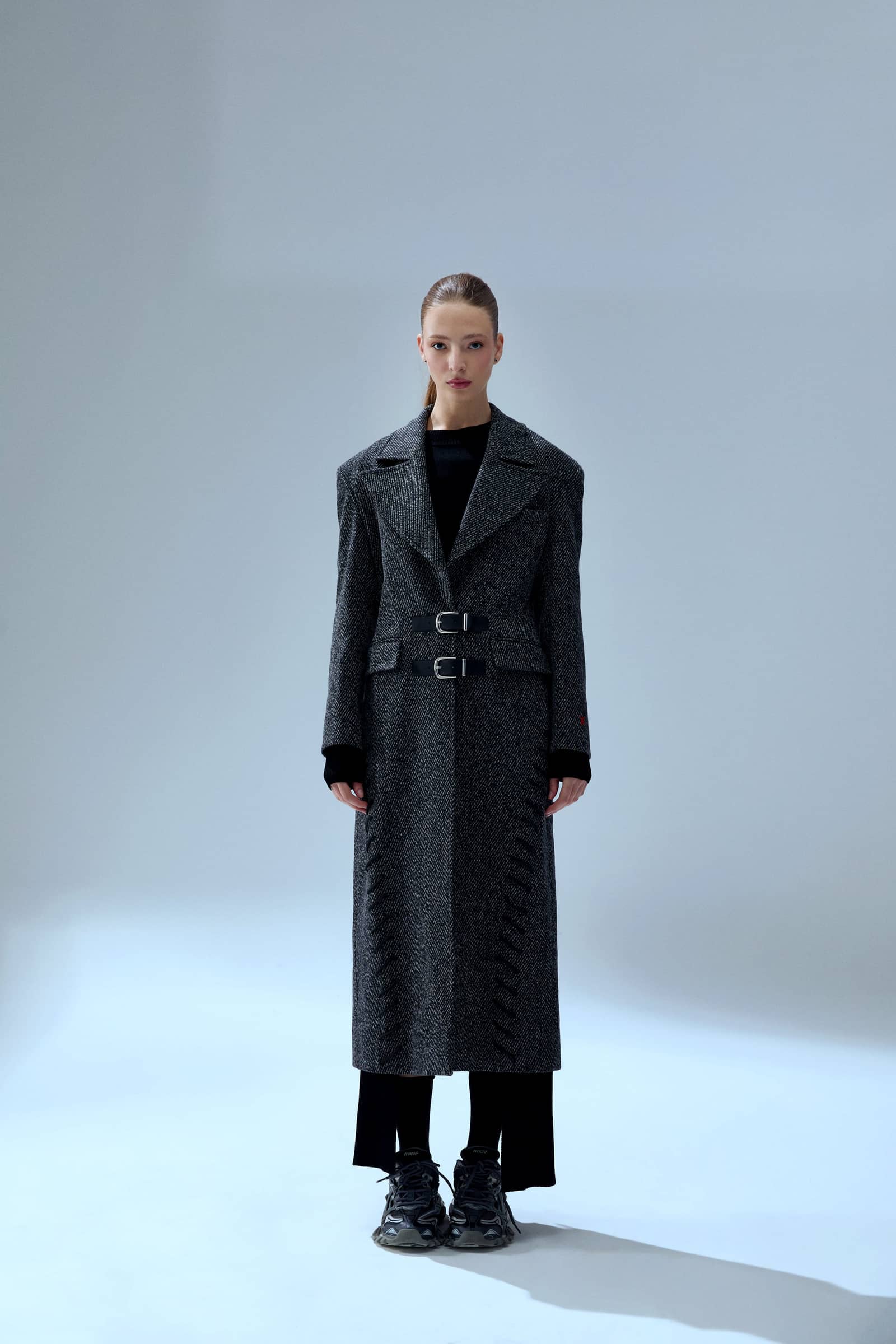 YOUR *ITCH CASHMERE BLEND LONG OVERCOAT - BLACK & WHITE made by PCFG