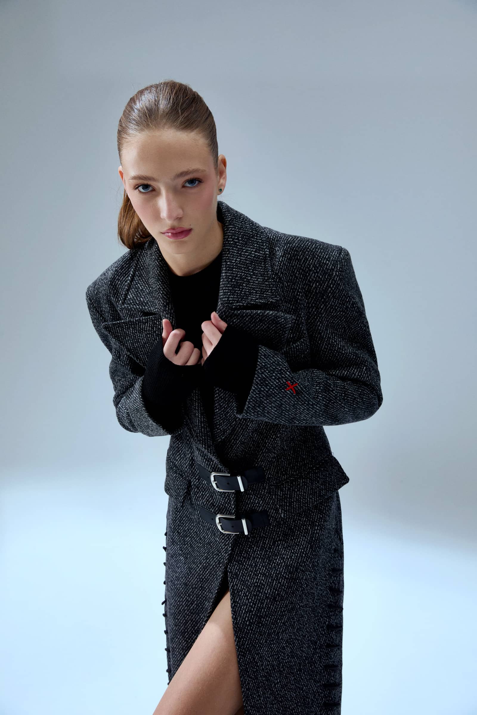 YOUR *ITCH CASHMERE BLEND LONG OVERCOAT - BLACK & WHITE made by PCFG