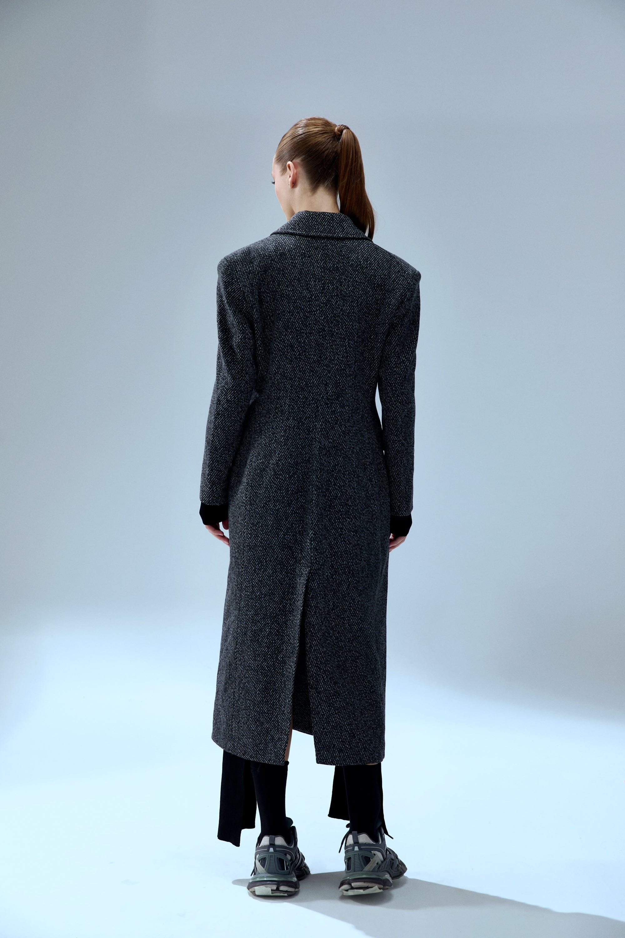 YOUR *ITCH CASHMERE BLEND LONG OVERCOAT - BLACK & WHITE made by PCFG