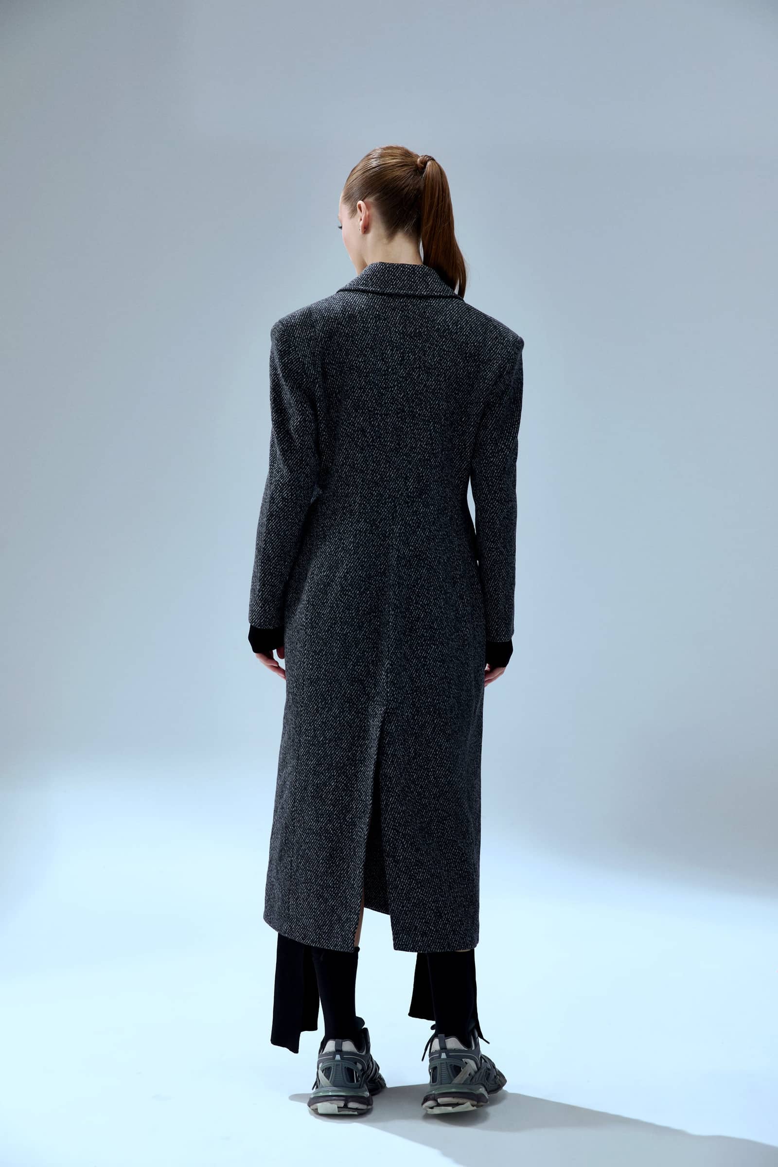 YOUR *ITCH CASHMERE BLEND LONG OVERCOAT - BLACK & WHITE made by PCFG