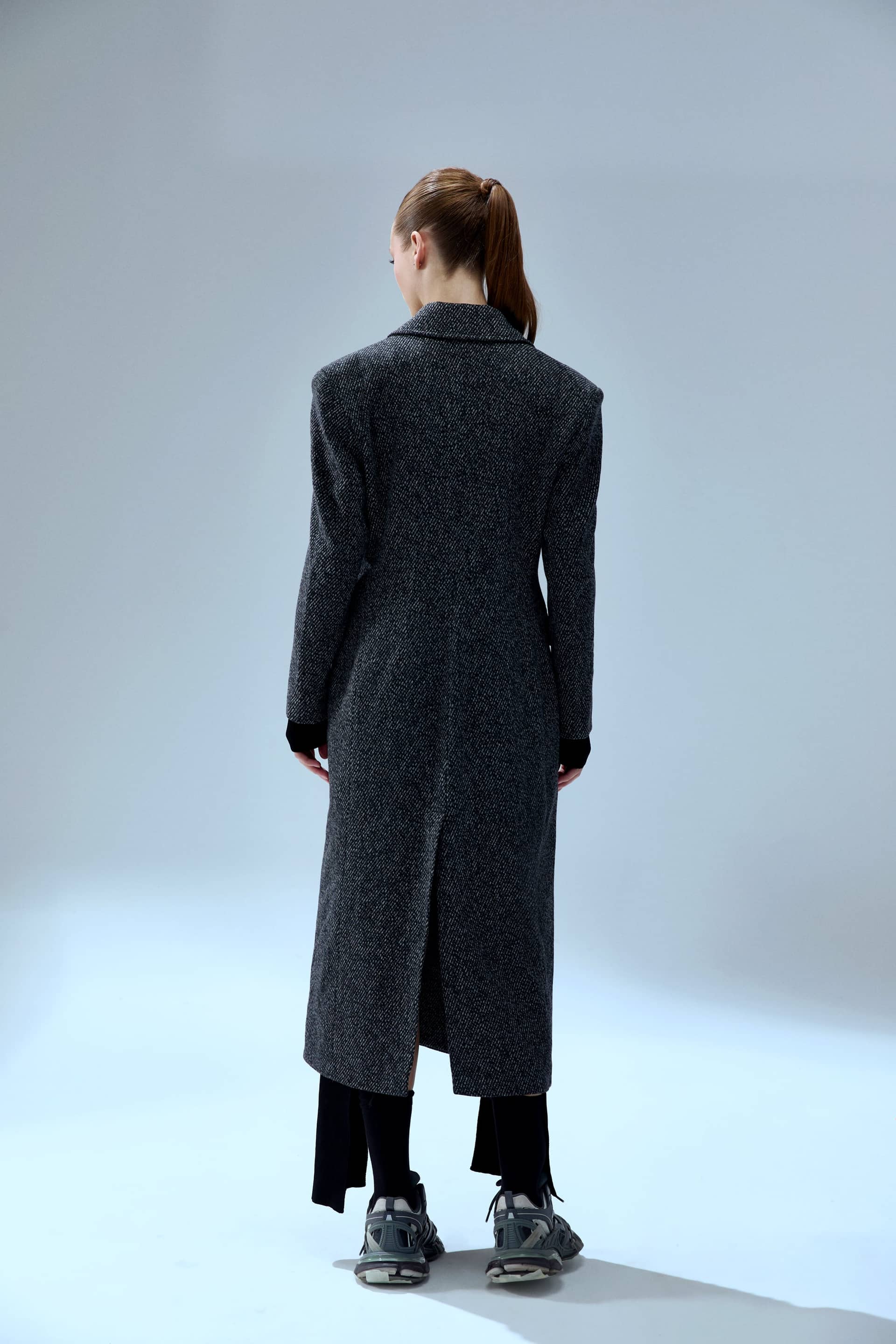 YOUR *ITCH CASHMERE BLEND LONG OVERCOAT - BLACK & WHITE made by PCFG