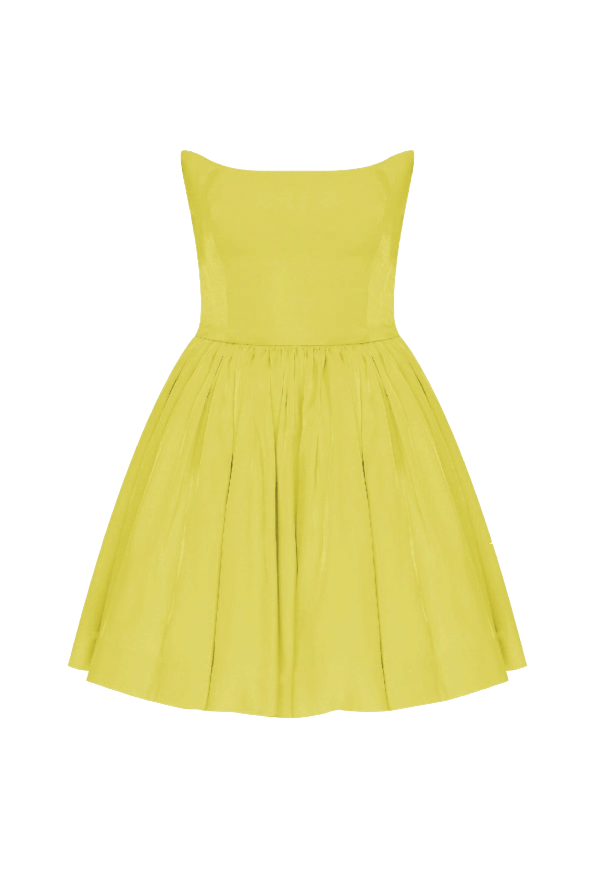 Sibby Strapless Satin Mini Dress in Marigold made by Nazli Ceren