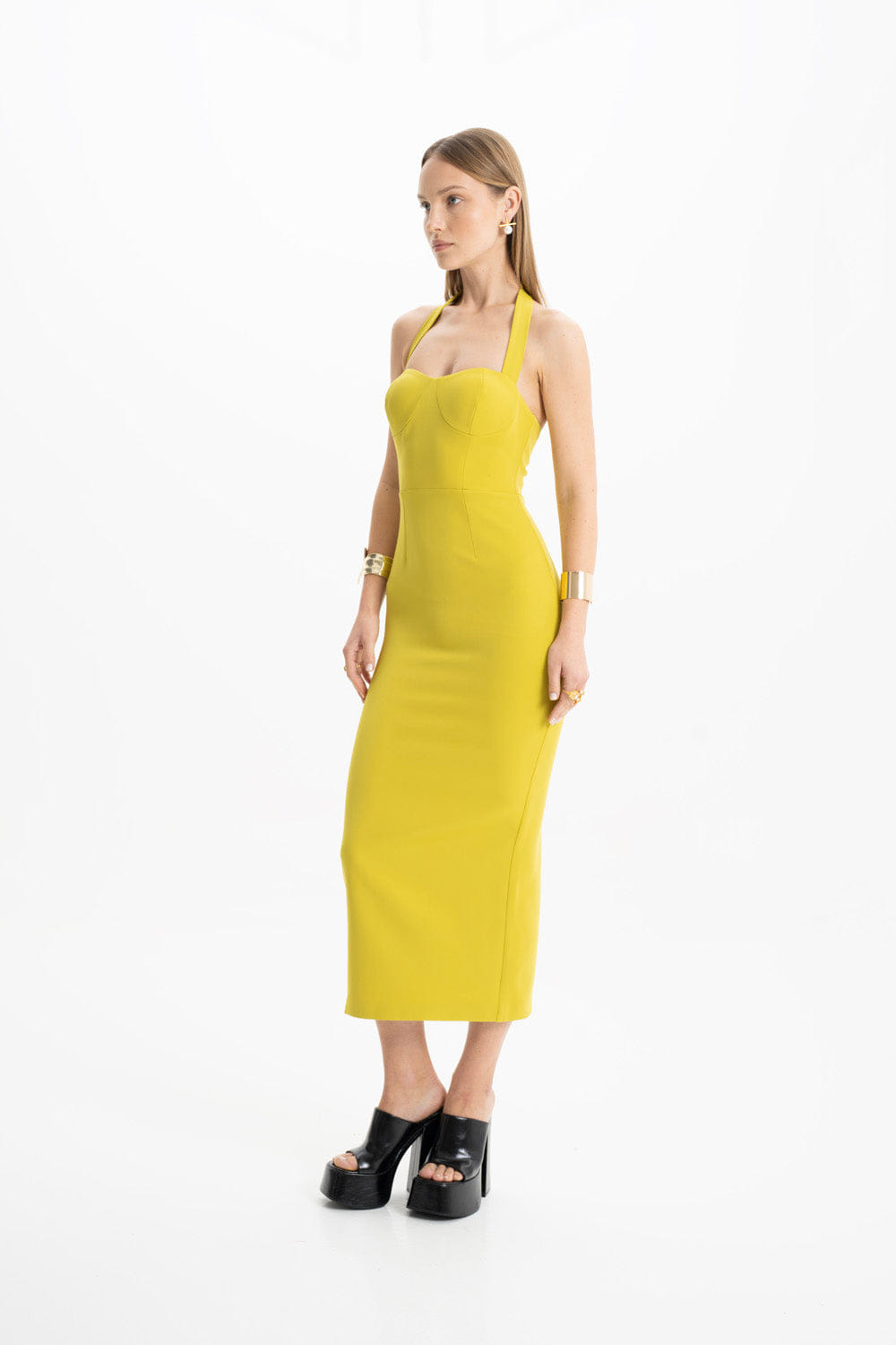 Zoa Green Bustier Midi Dress made by Lora Istanbul