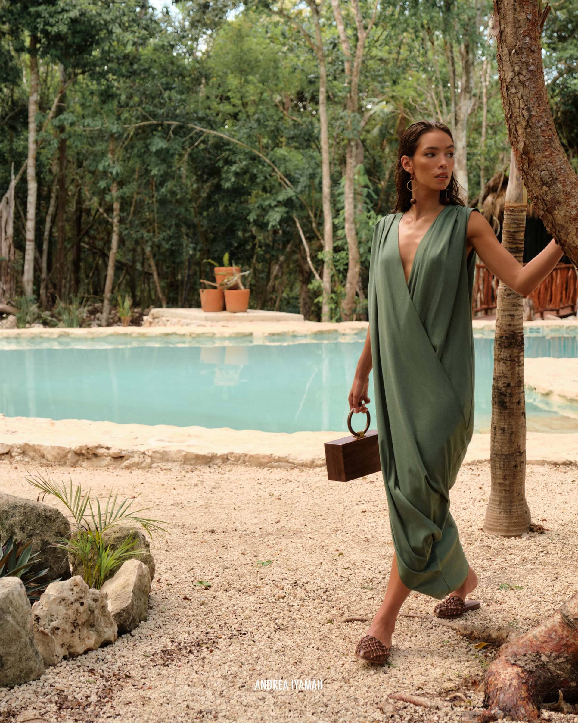 SAYO KAFTAN DRESS - FOREST made by Andrea Iyamah