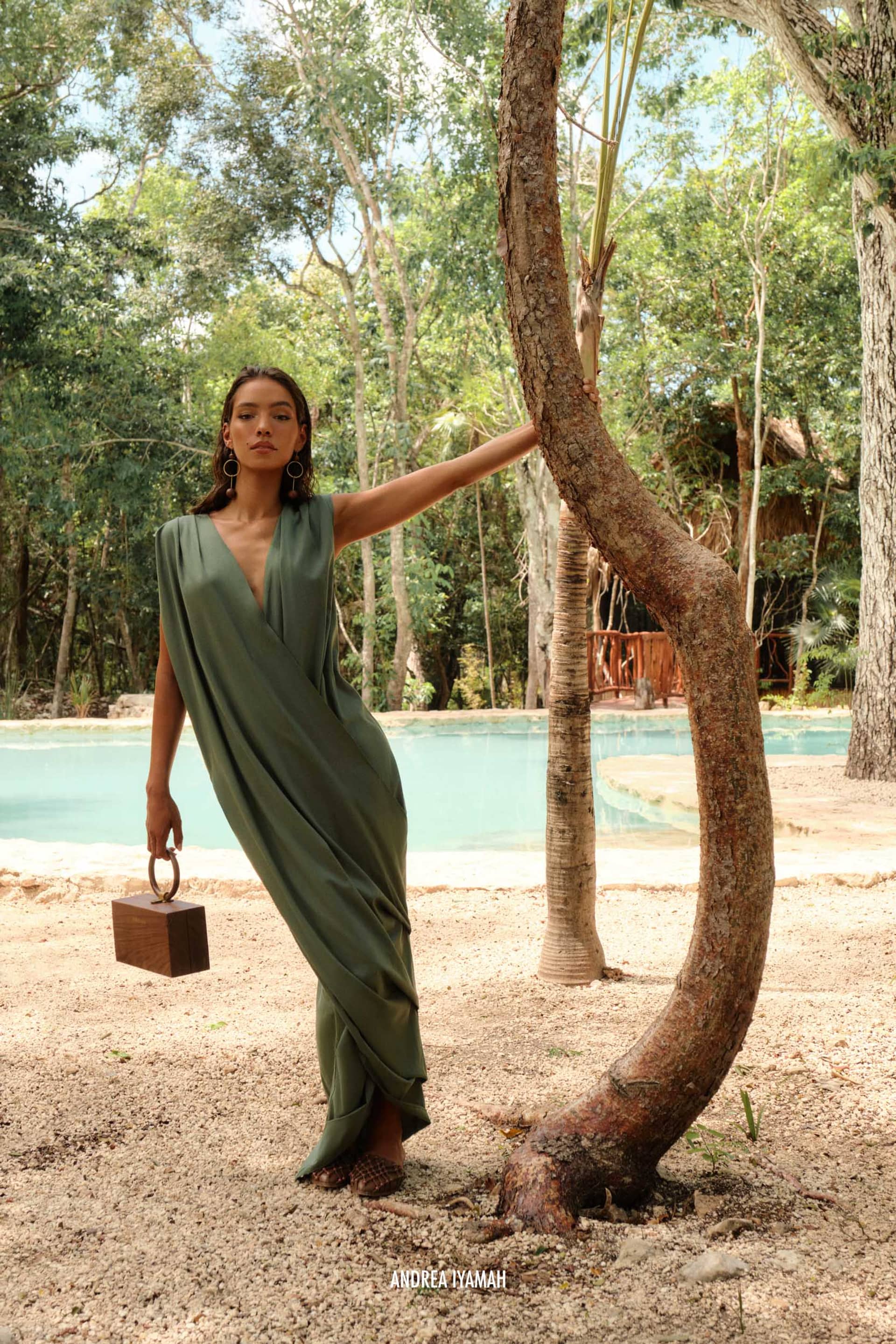 SAYO KAFTAN DRESS - FOREST made by Andrea Iyamah