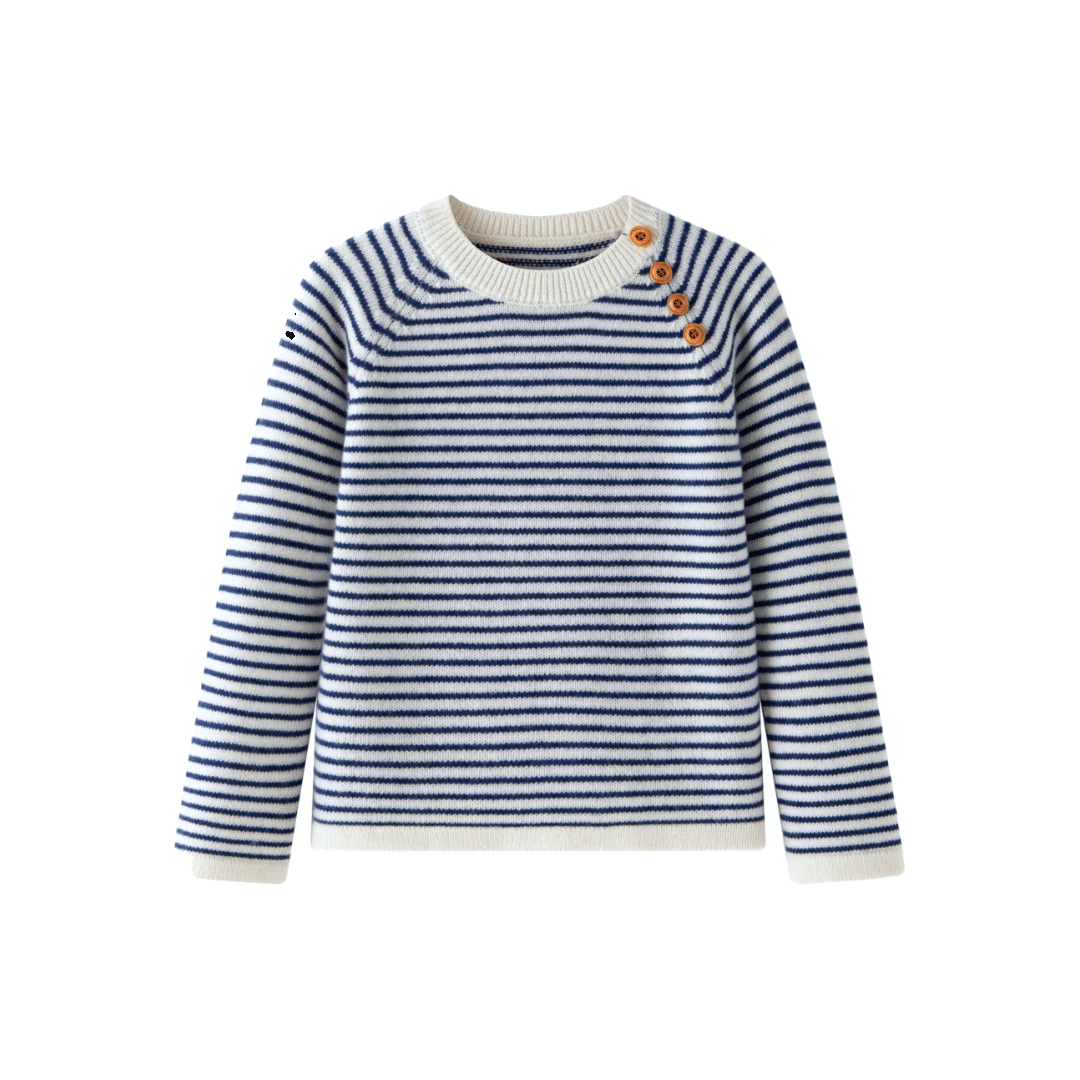 Nautical Navy Blue Striped Merino Wool Jumper made by CozyU