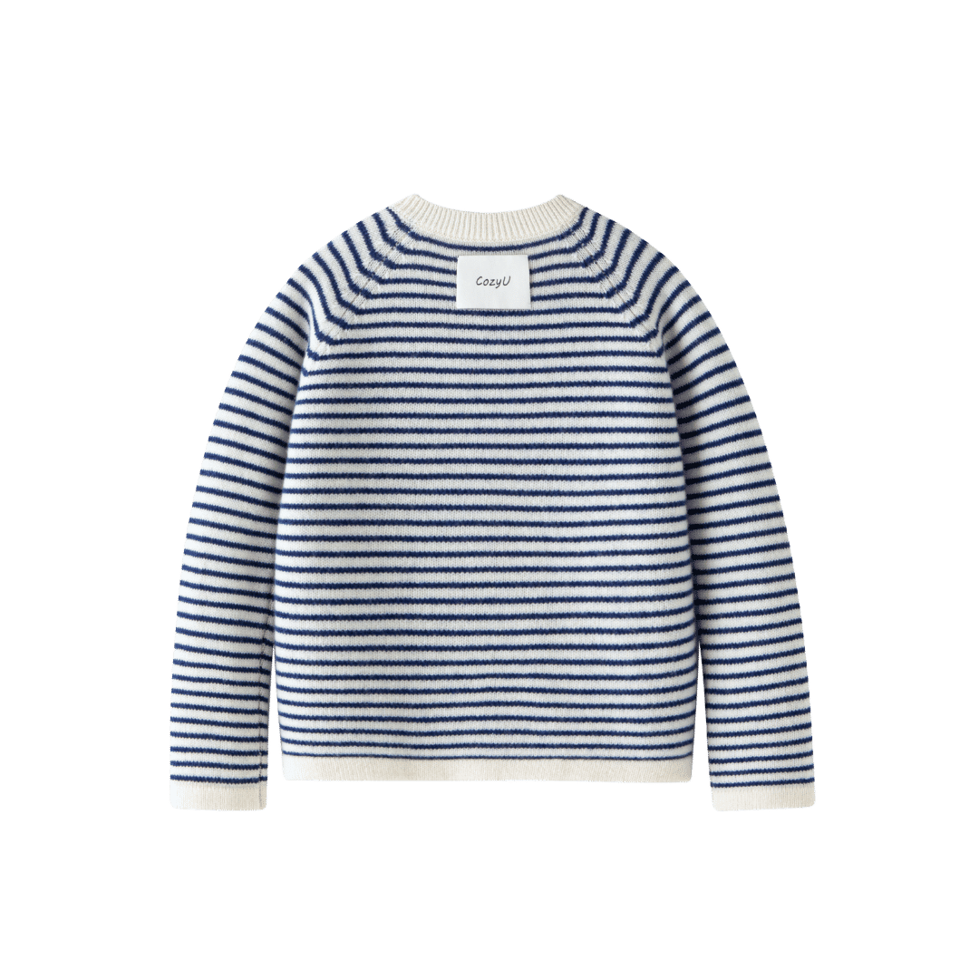 Nautical Navy Blue Striped Merino Wool Jumper made by CozyU