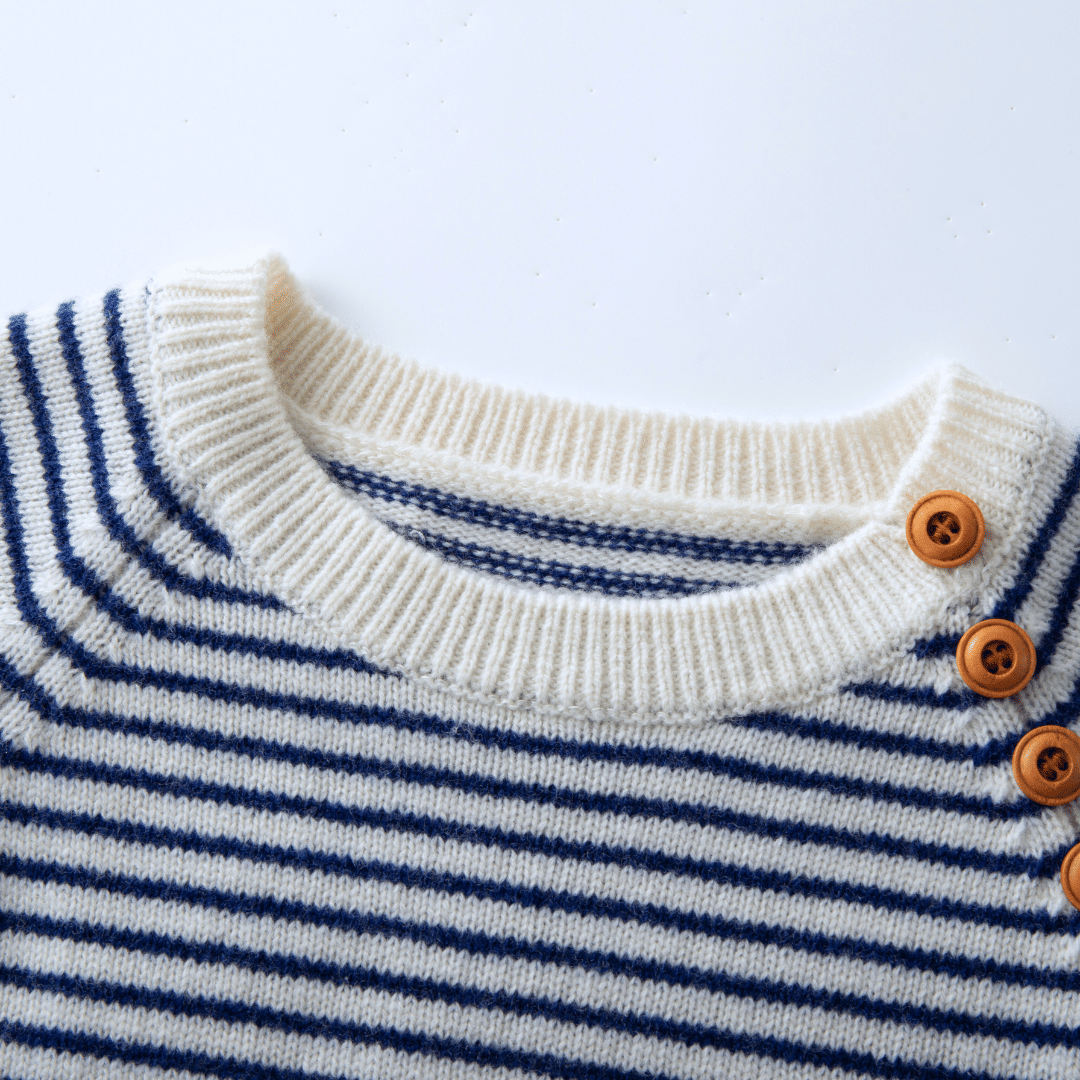 Nautical Navy Blue Striped Merino Wool Jumper made by CozyU