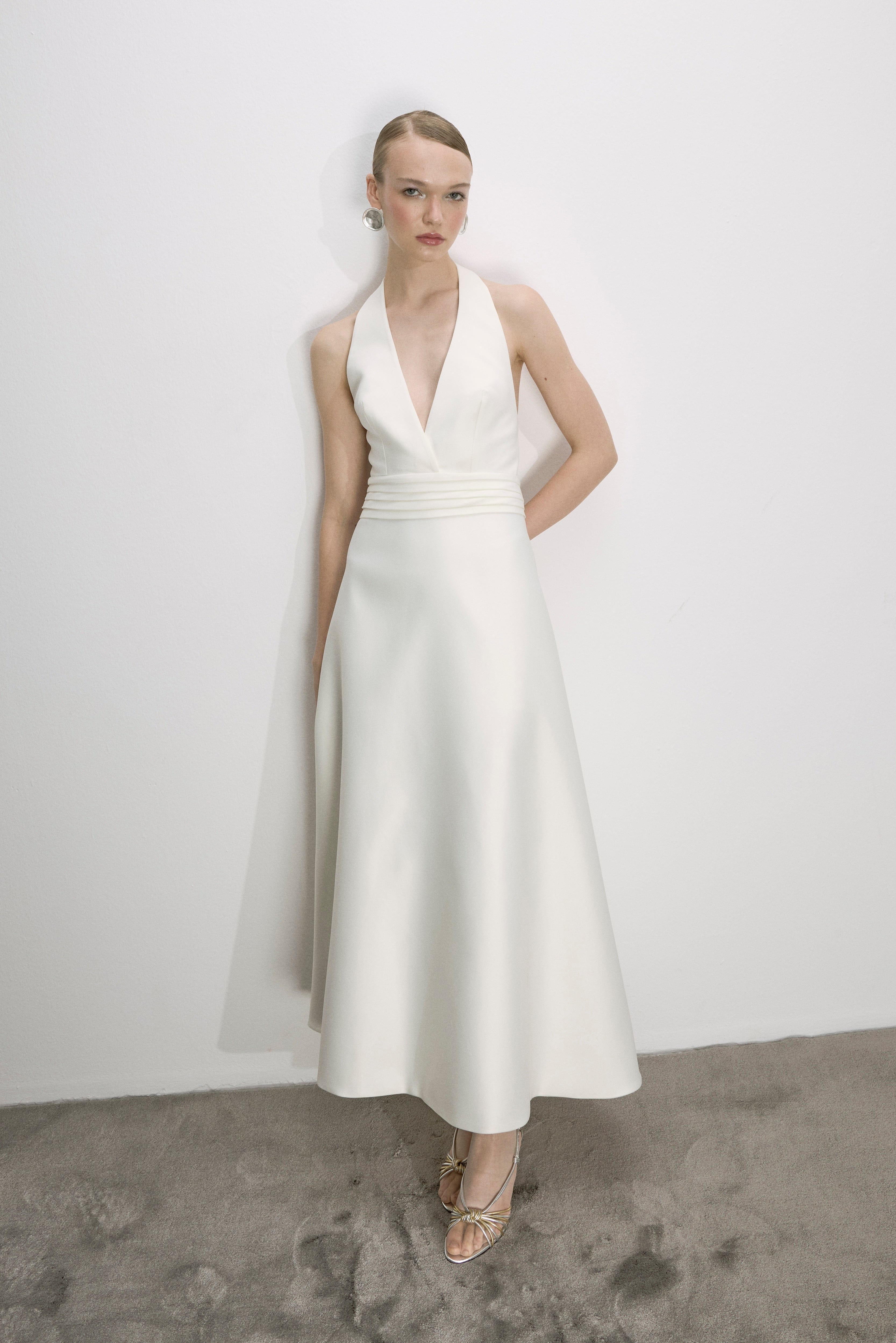 Lauryn Midi Dress In Vanilla Ice made by Nazli Ceren