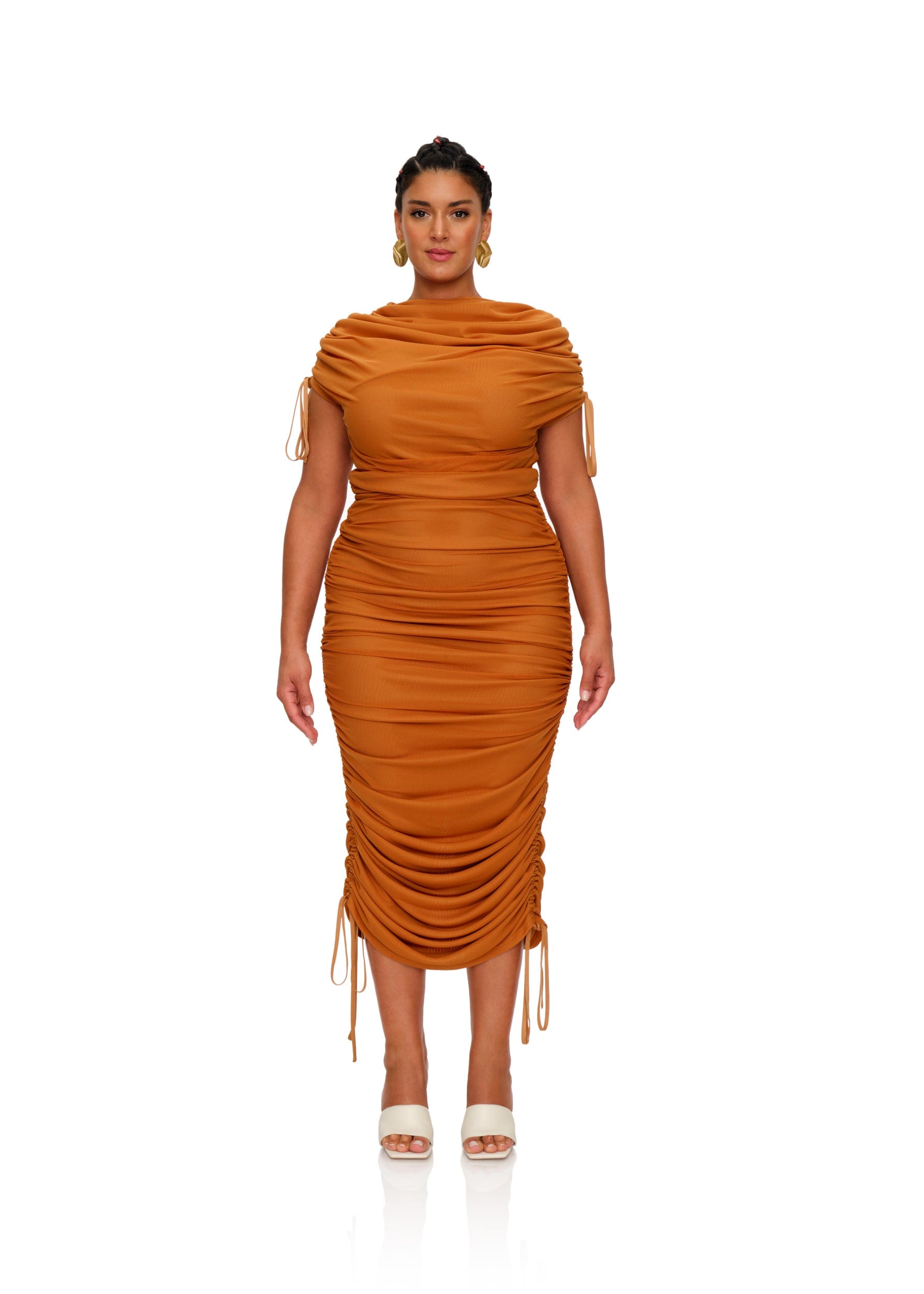 RATU MESH DRESS - CARAMEL made by Andrea Iyamah