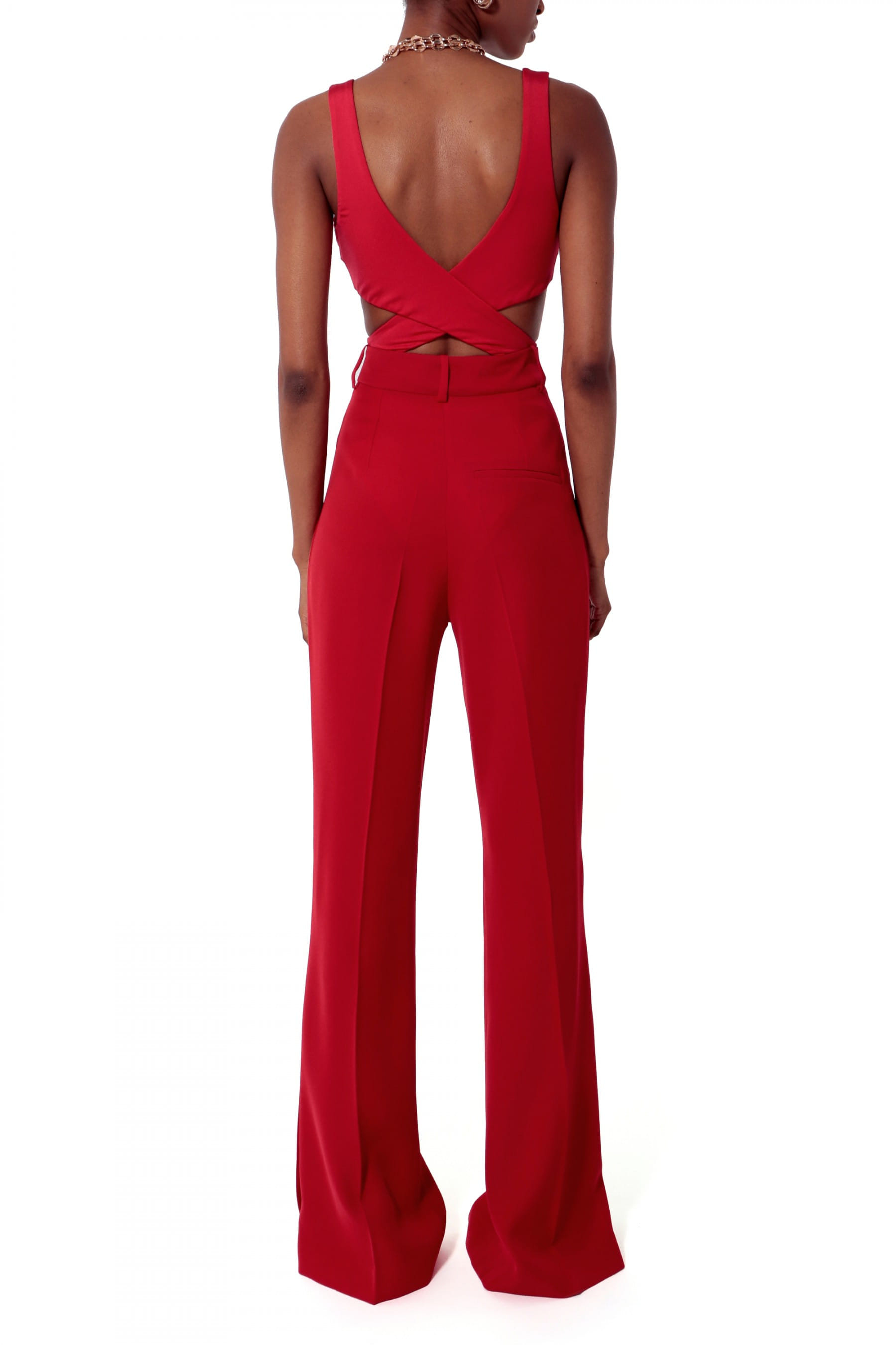 Camilla Ribbon Red Trousers made by HALEWSKI