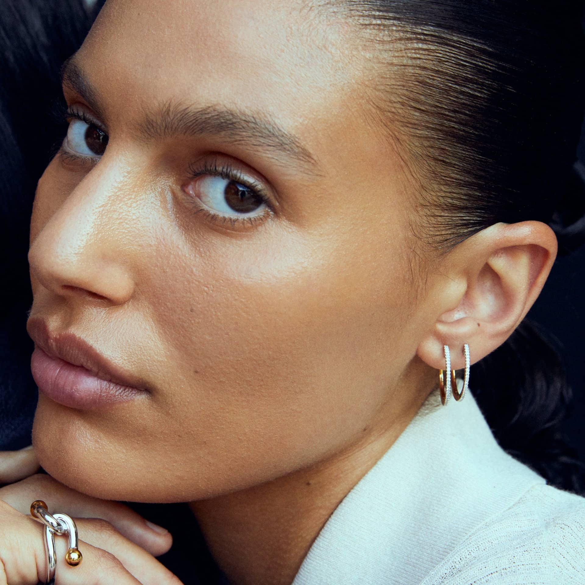 HOOPS WHITE DIAMOND & YELLOW/WHITE GOLD - 20mm made by ENNUI