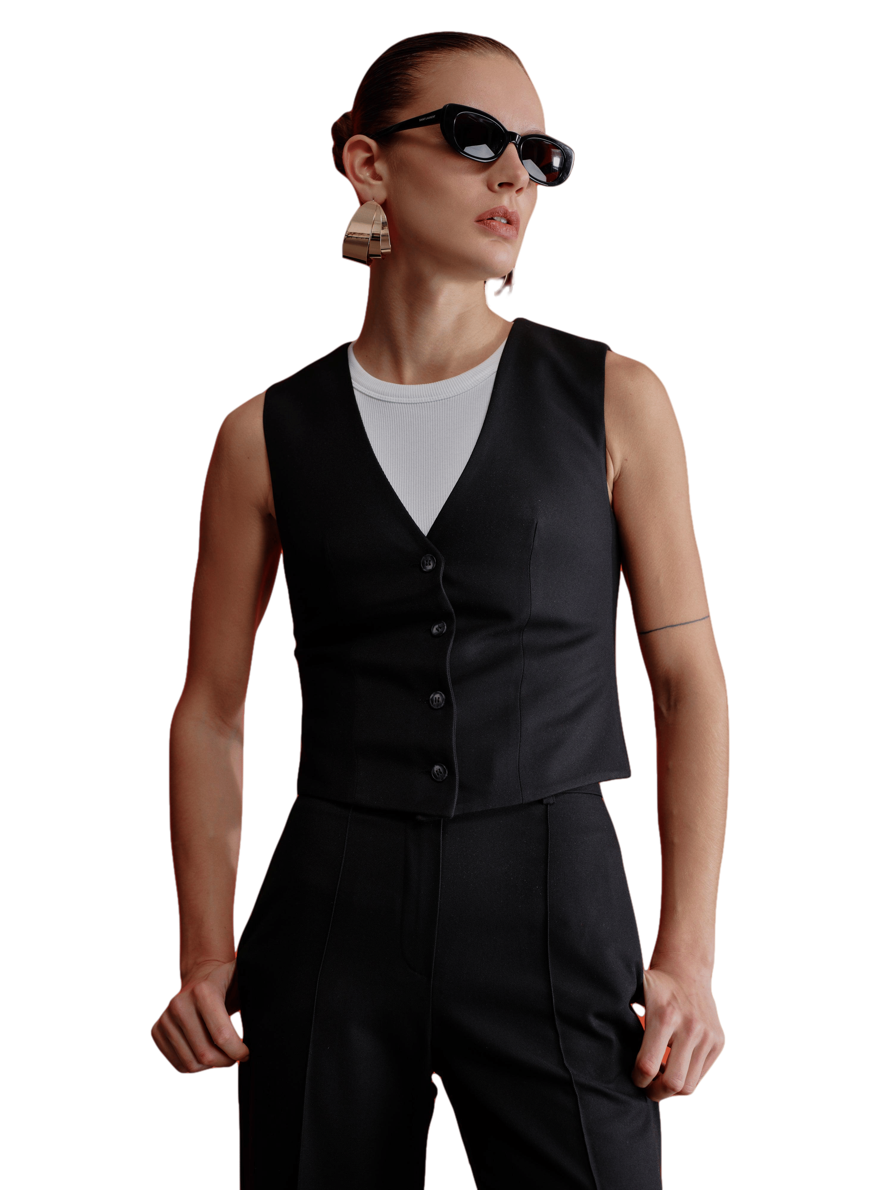 Brita Vest In Black in Black made by Nazli Ceren