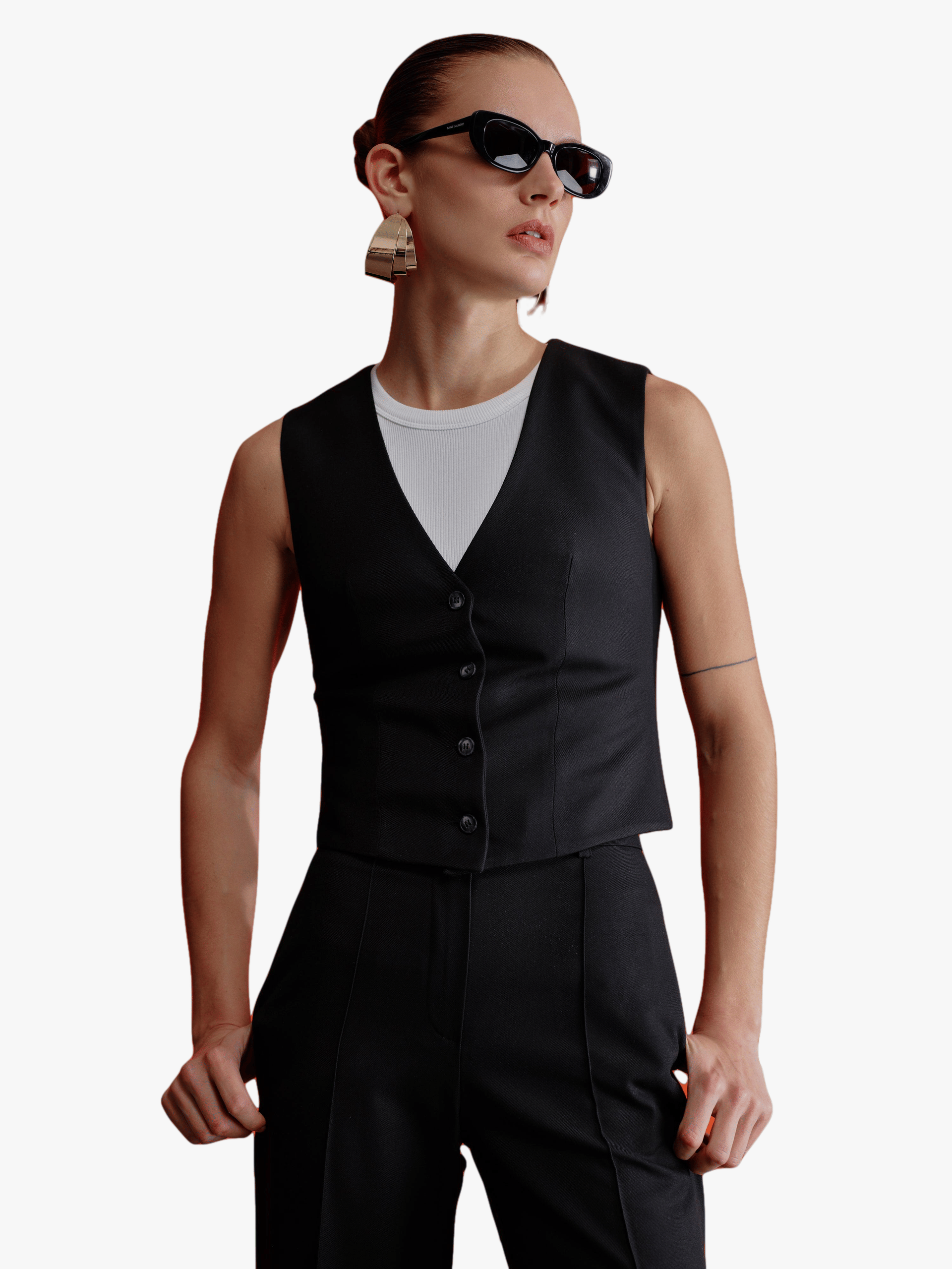 Brita Vest In Black in Black made by Nazli Ceren