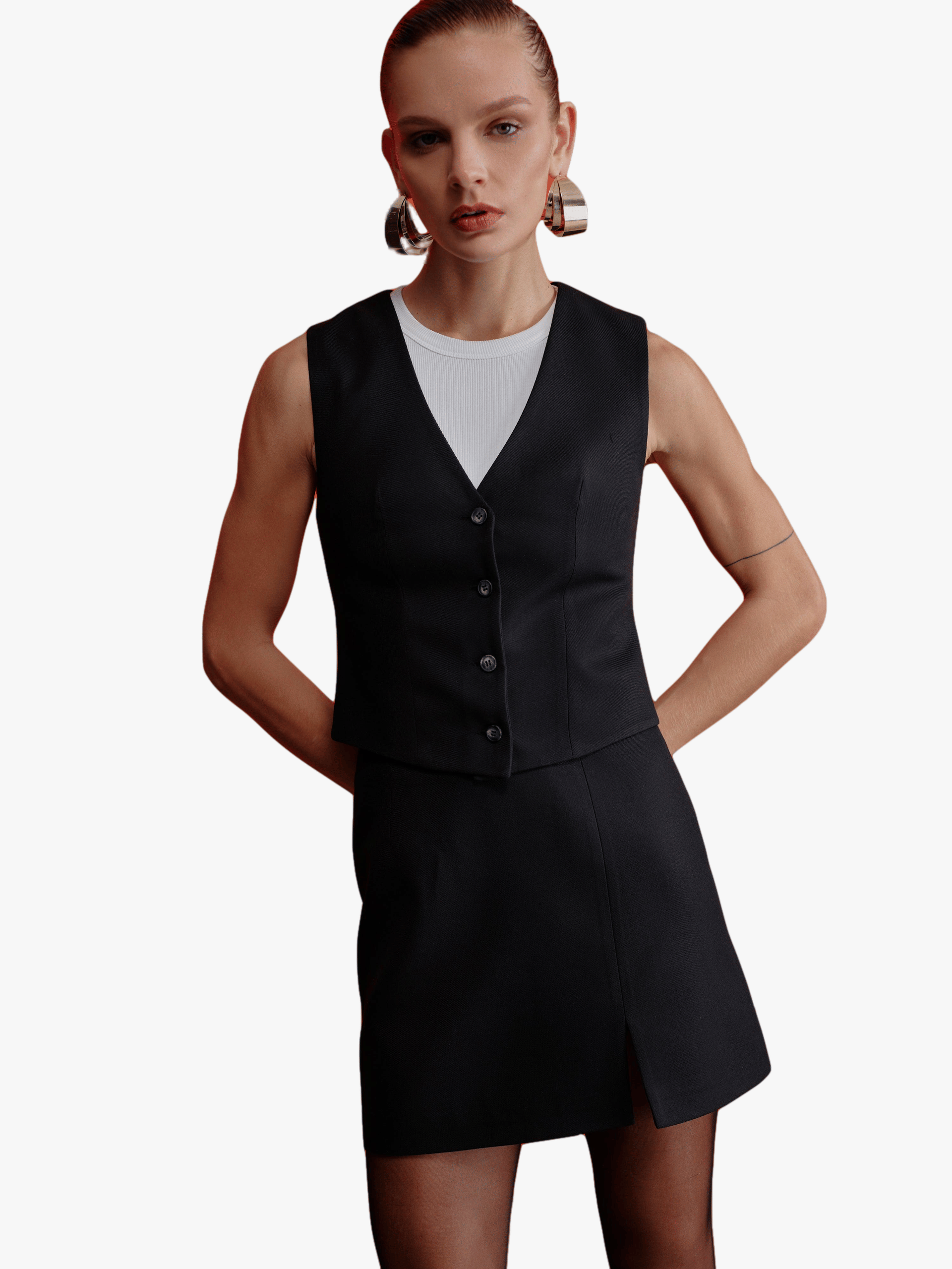 Brita Vest In Black in Black made by Nazli Ceren