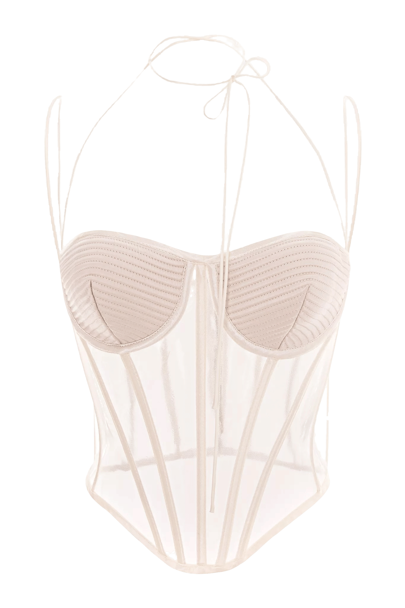 Venus Bustier - Silk Satin and Sheer Tulle Elegance in White made by Aureliana