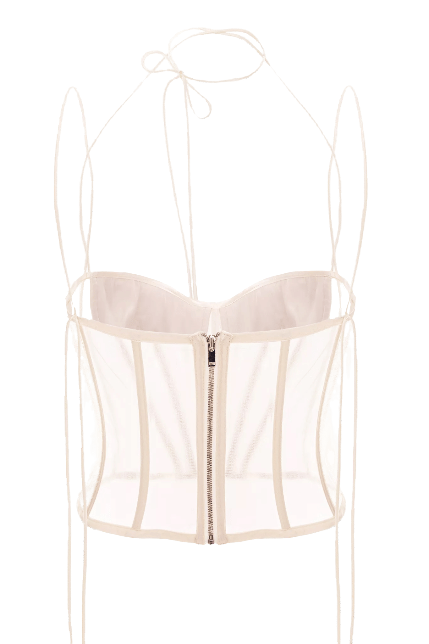 Venus Bustier - Silk Satin and Sheer Tulle Elegance in White made by Aureliana