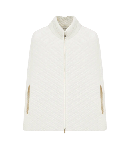QUILTED-KNIT CAPE in White made by CRUSH Collection